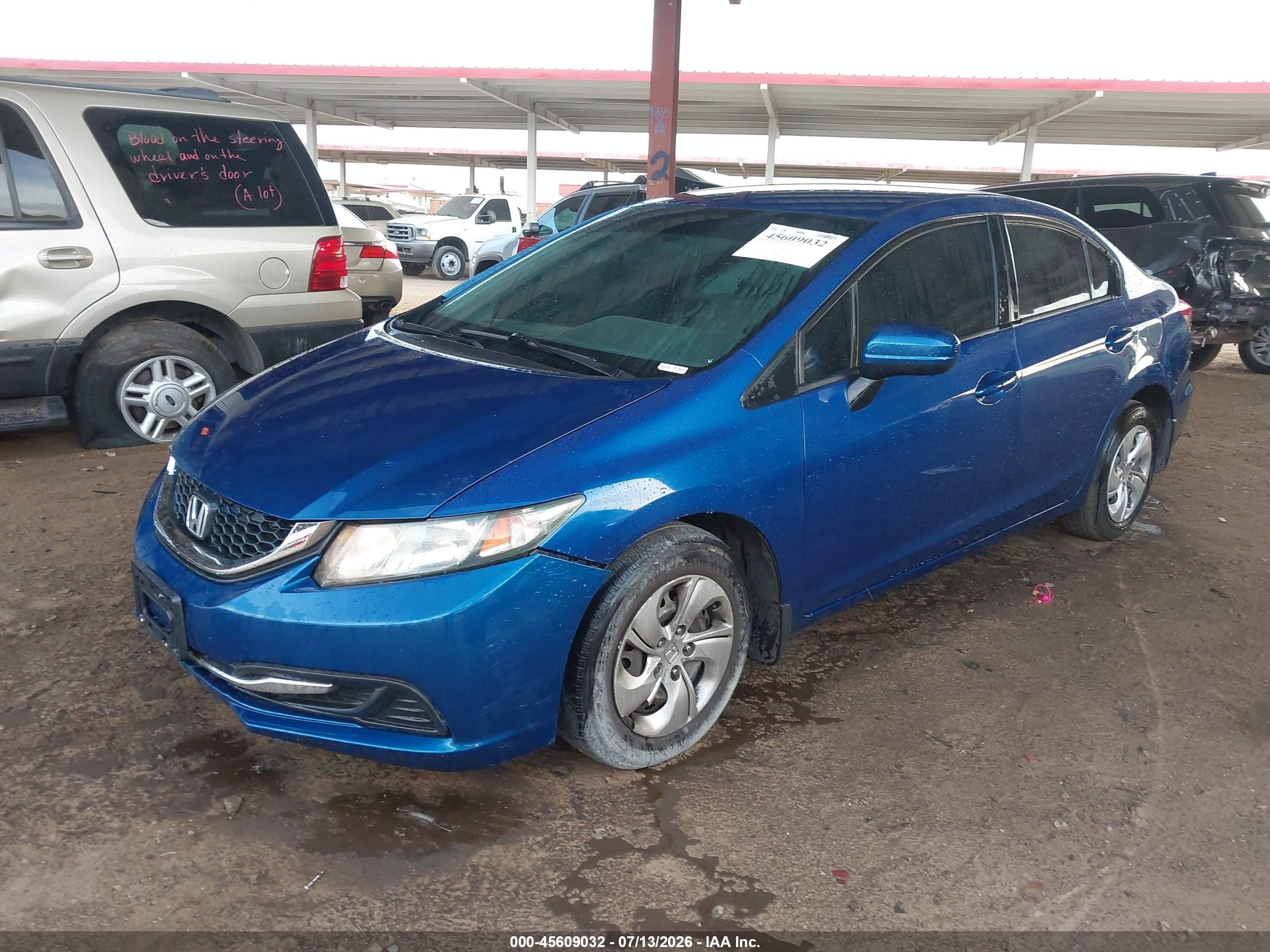 2014 Honda Civic Lx Синий vin: 19XFB2F53EE267098