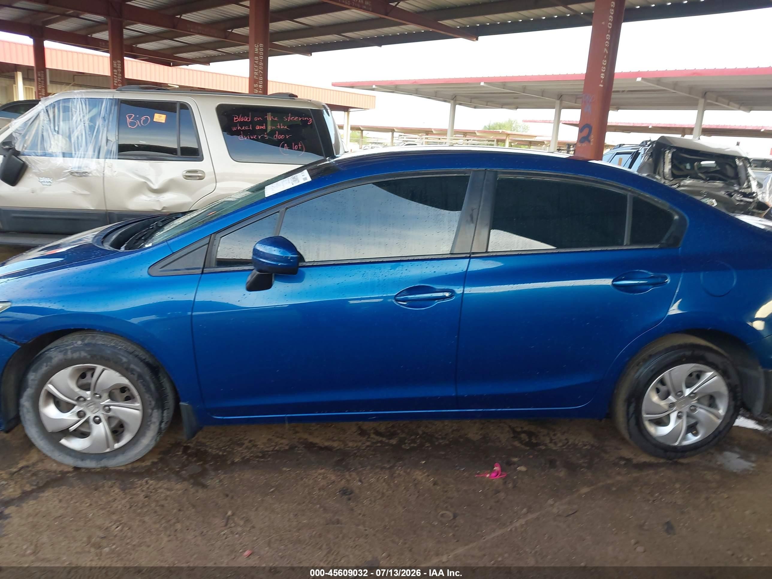 2014 Honda Civic Lx Синий vin: 19XFB2F53EE267098