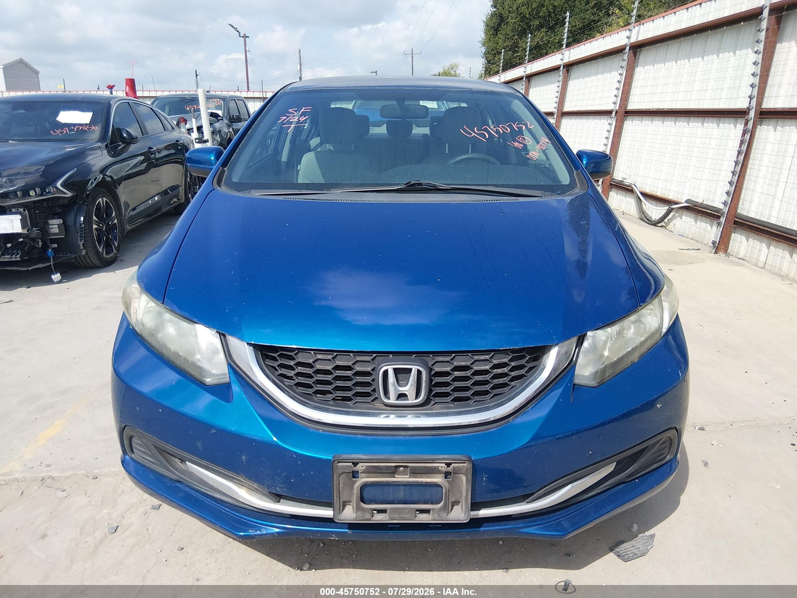 2014 Honda Civic Lx Blue vin: 19XFB2F53EE267523