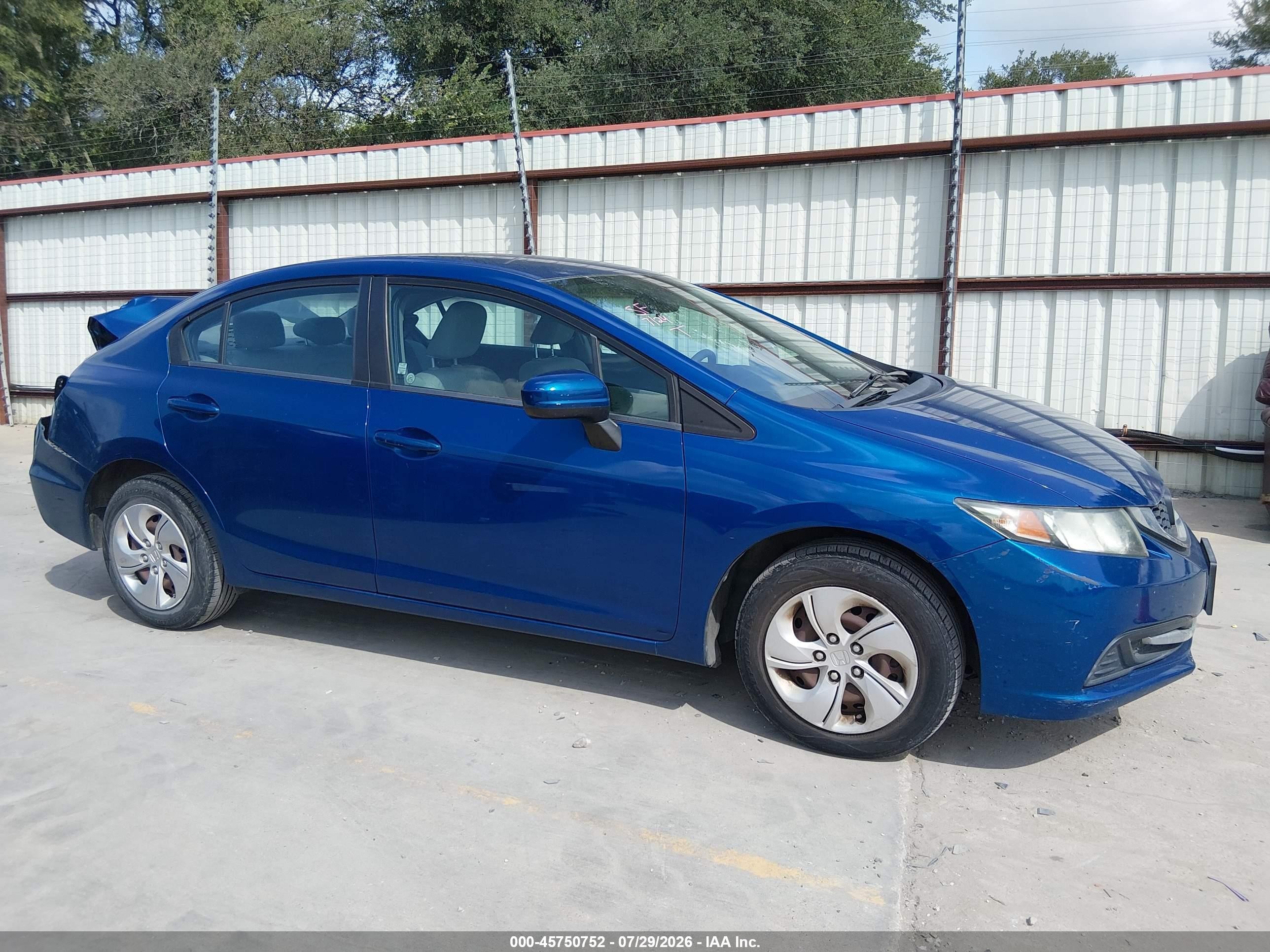 2014 Honda Civic Lx Blue vin: 19XFB2F53EE267523