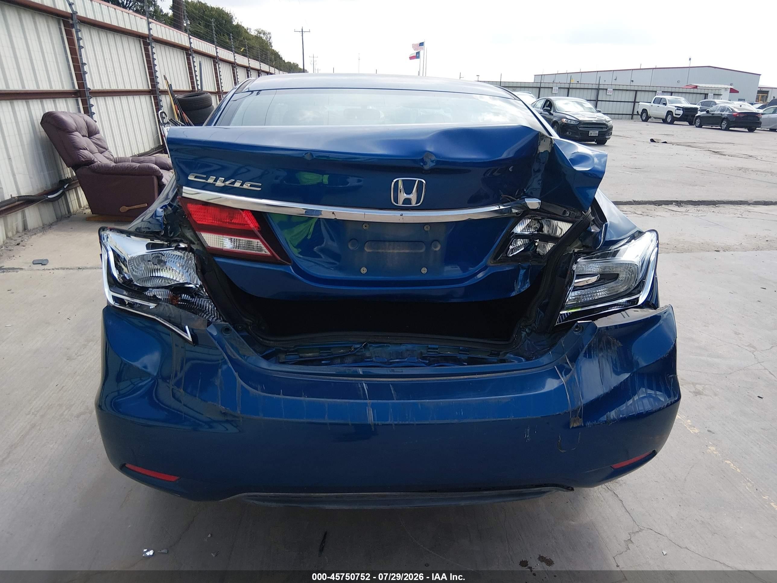 2014 Honda Civic Lx Blue vin: 19XFB2F53EE267523