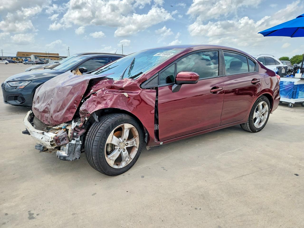 2015 Honda Civic Lx Burgundy vin: 19XFB2F53FE009505