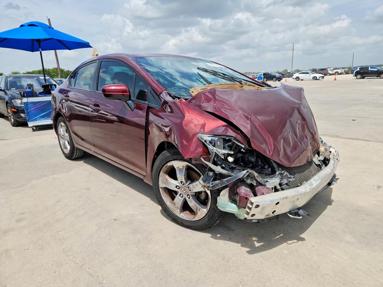 2015 Honda Civic Lx Burgundy vin: 19XFB2F53FE009505