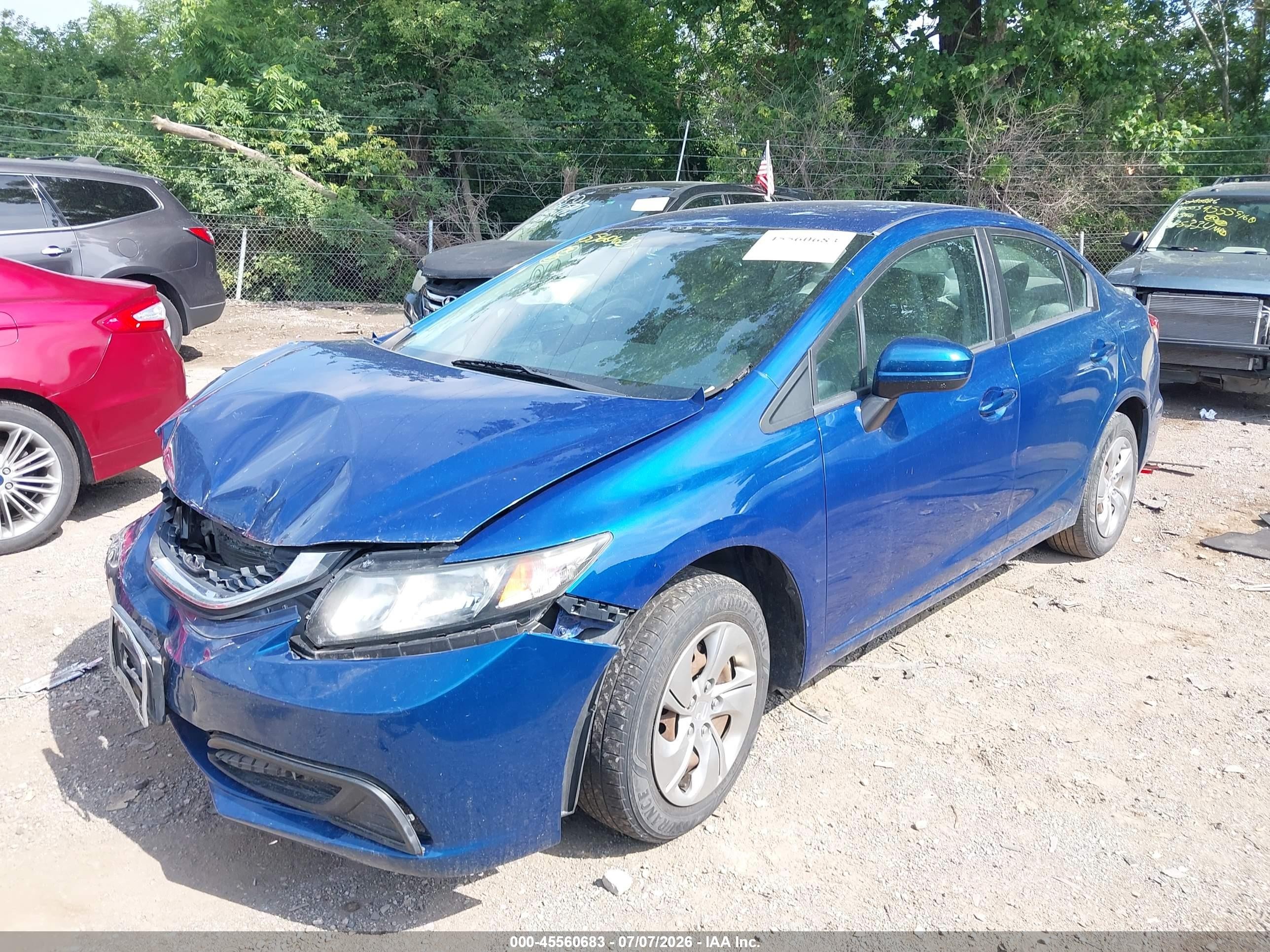 2015 Honda Civic Lx Blue vin: 19XFB2F53FE023484