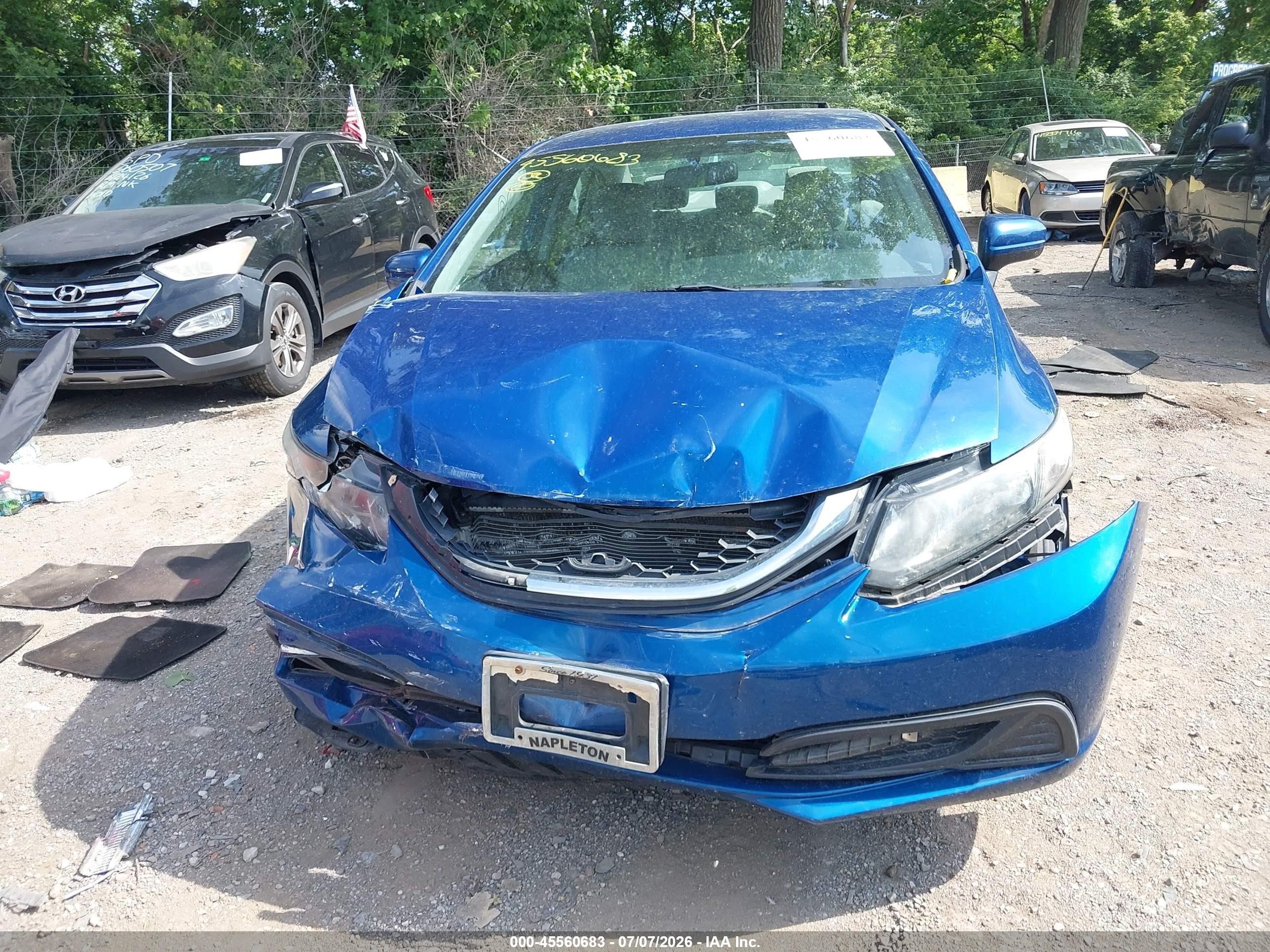 2015 Honda Civic Lx Blue vin: 19XFB2F53FE023484