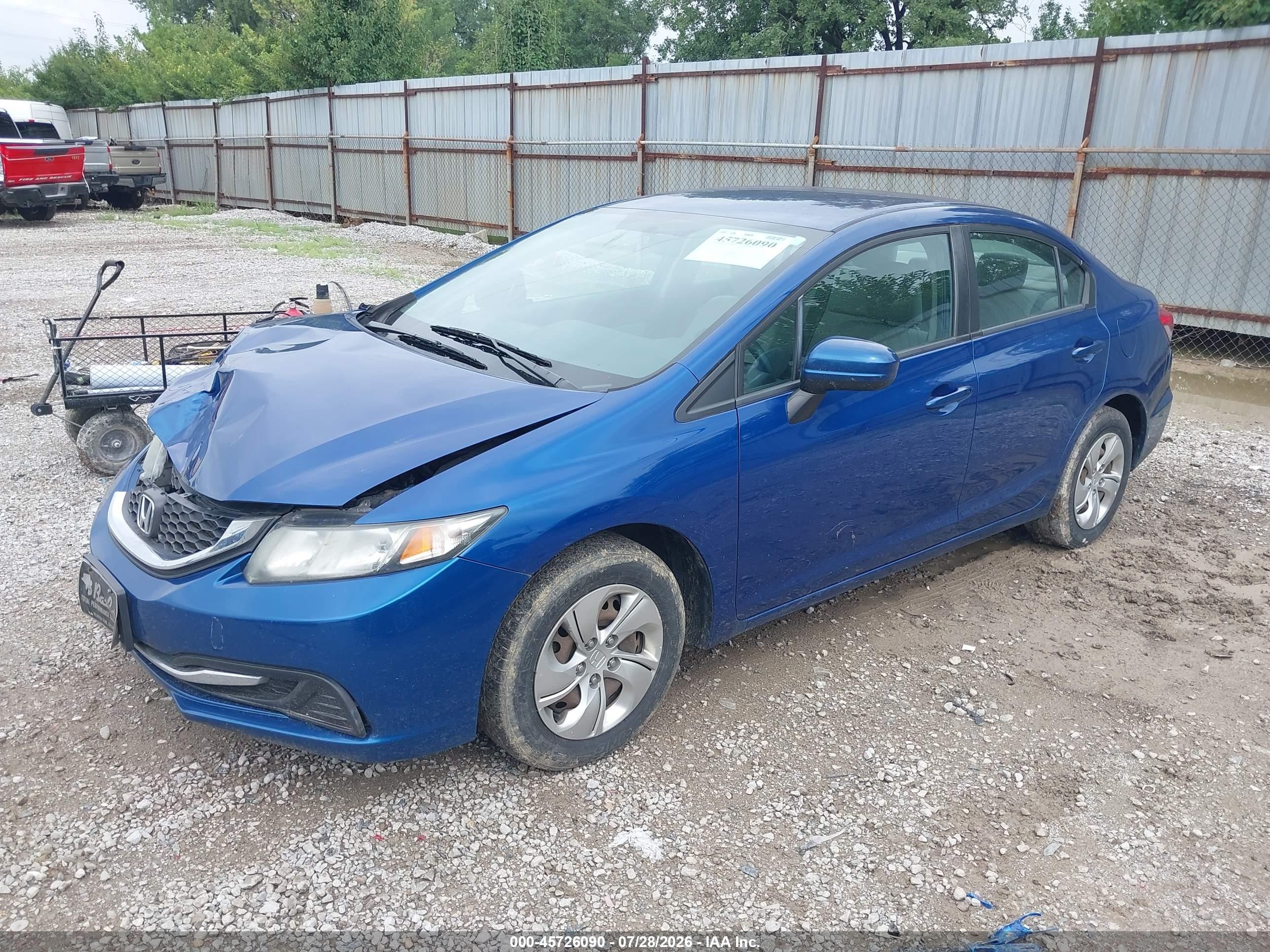 2015 Honda Civic Lx Blue vin: 19XFB2F53FE071924