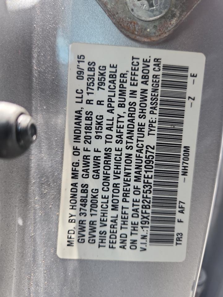 2015 Honda Civic Lx Silver vin: 19XFB2F53FE109572