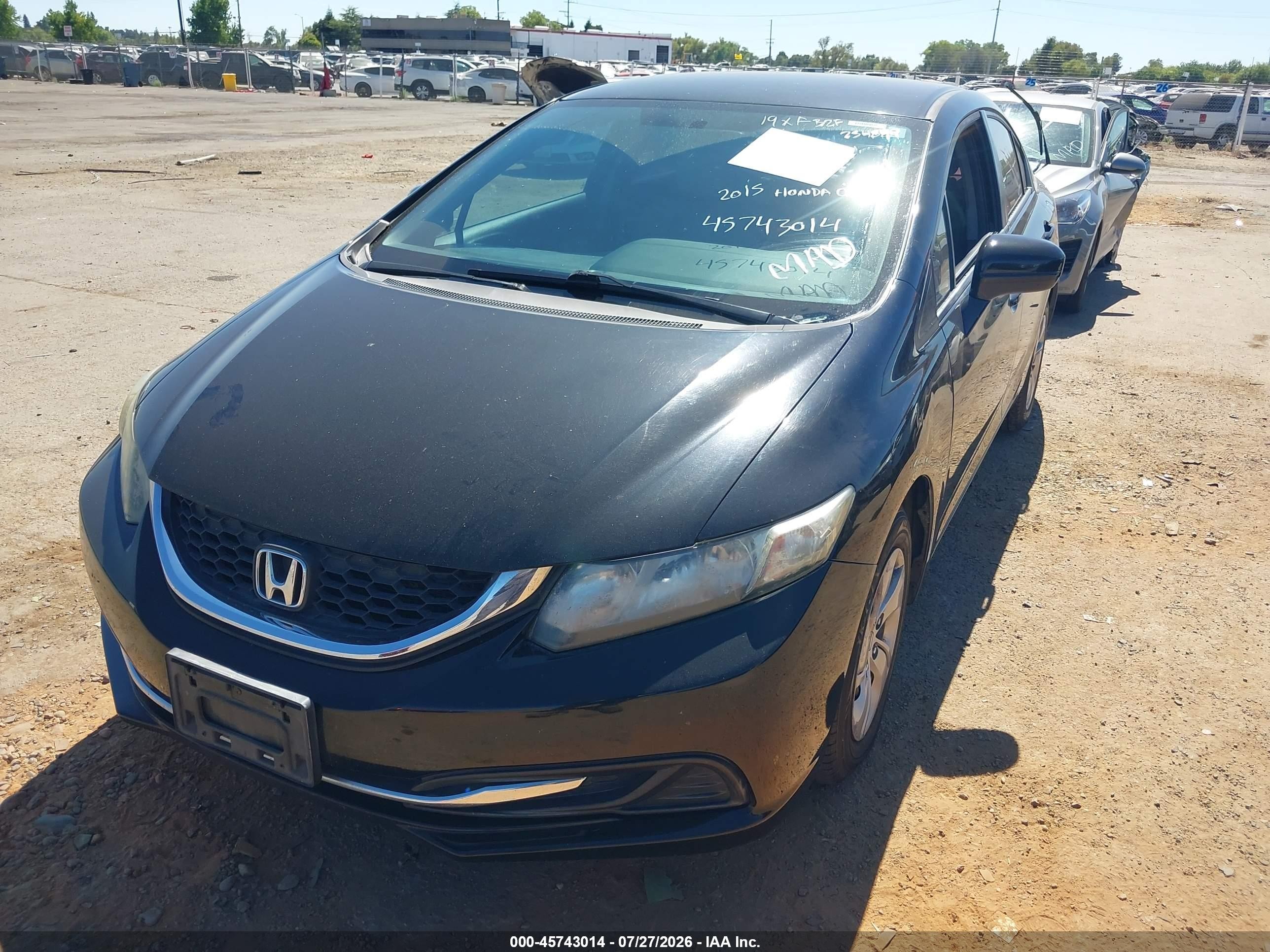 2015 Honda Civic Lx Black vin: 19XFB2F53FE254899
