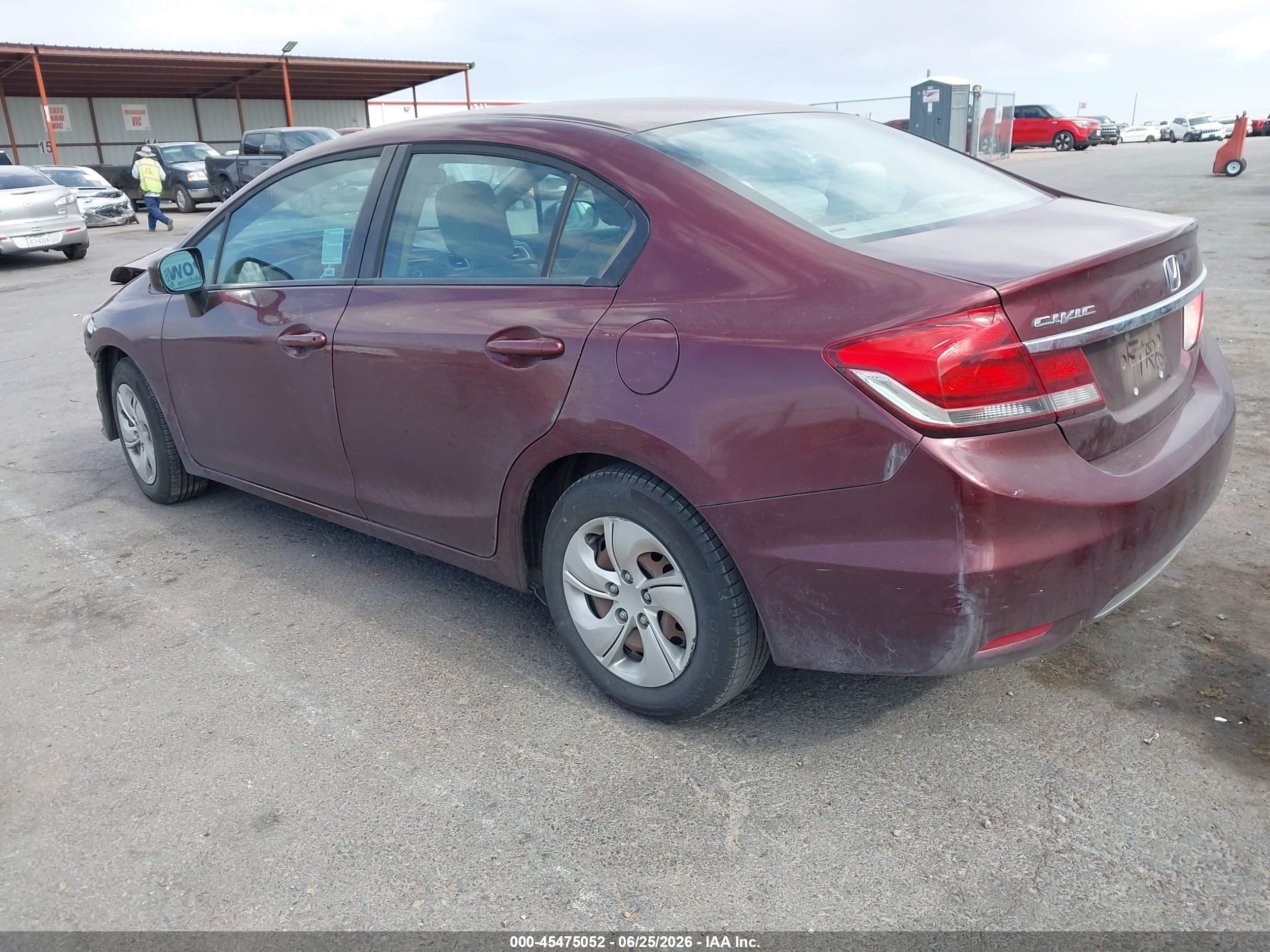 2015 Honda Civic Lx Maroon vin: 19XFB2F53FE293833