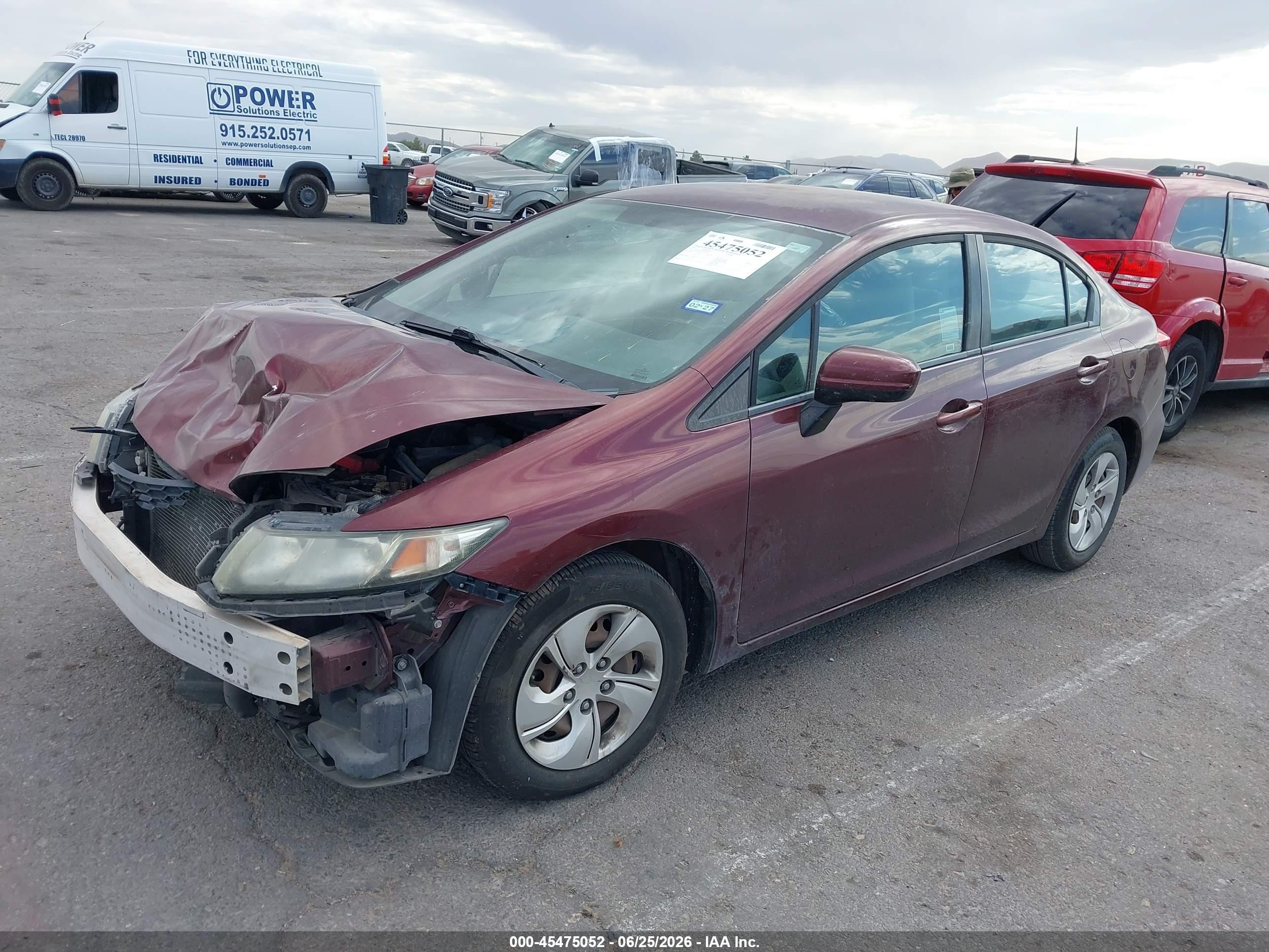 2015 Honda Civic Lx Maroon vin: 19XFB2F53FE293833