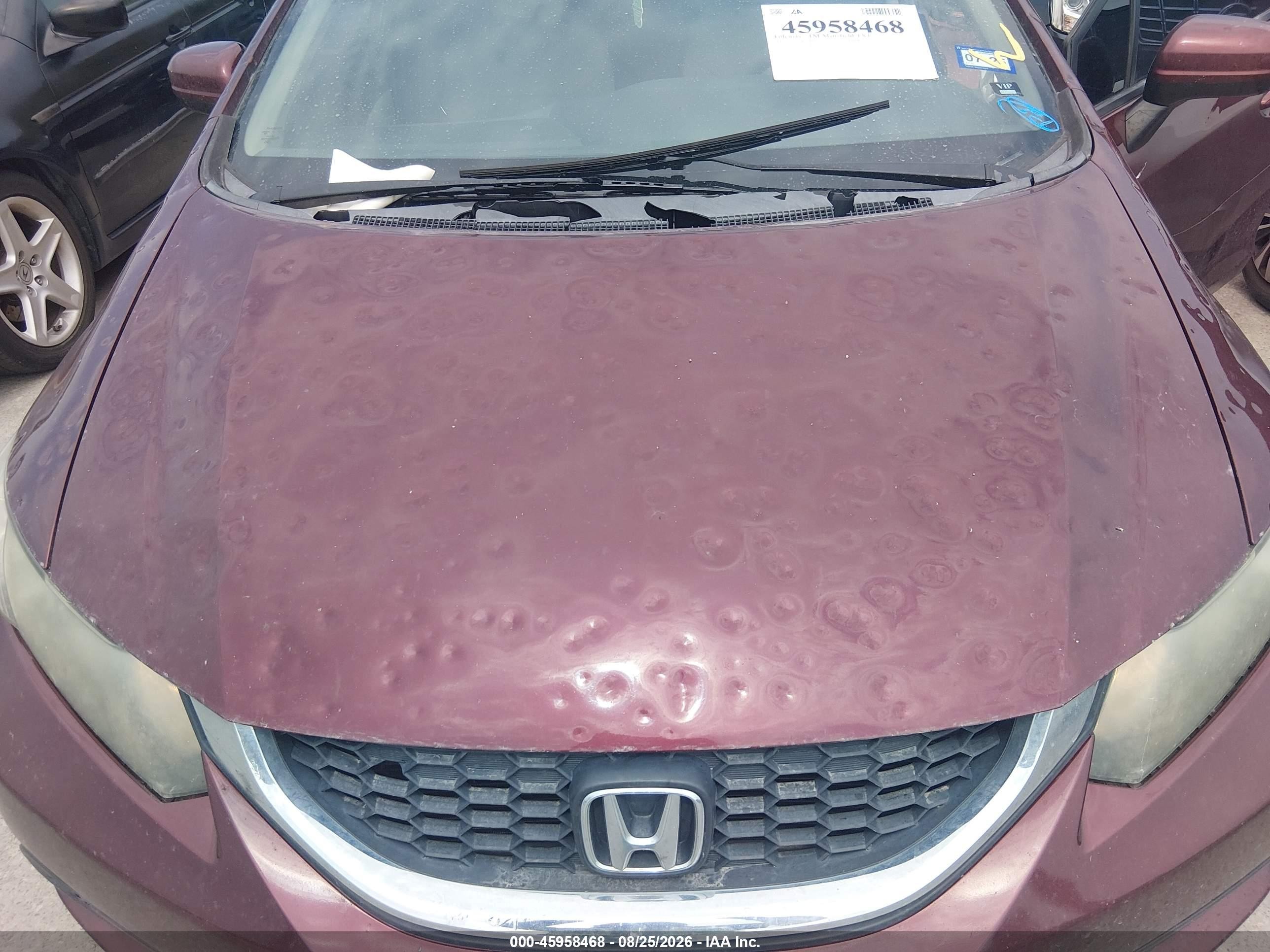 2015 Honda Civic Lx Burgundy vin: 19XFB2F53FE700744