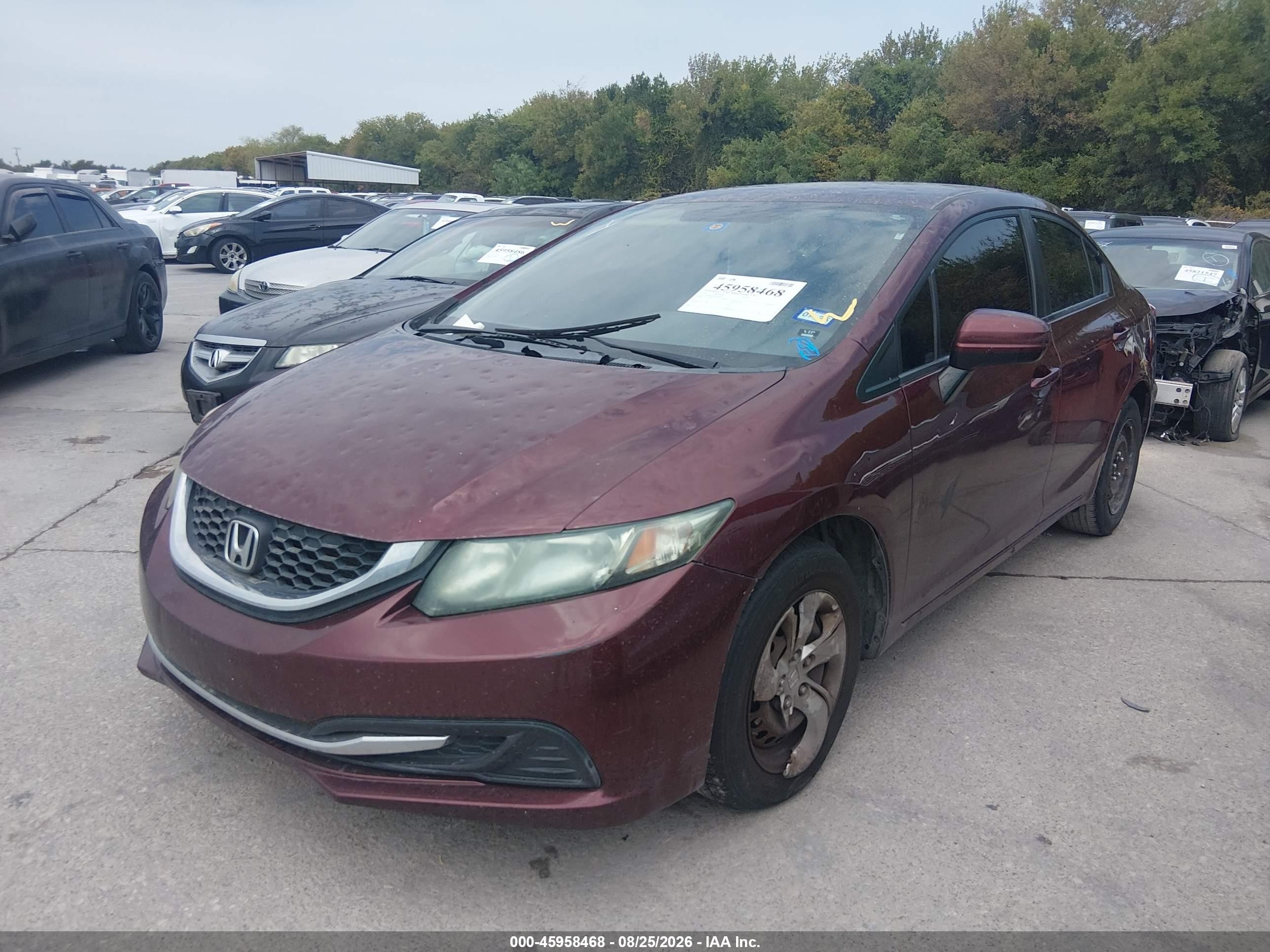 2015 Honda Civic Lx Burgundy vin: 19XFB2F53FE700744