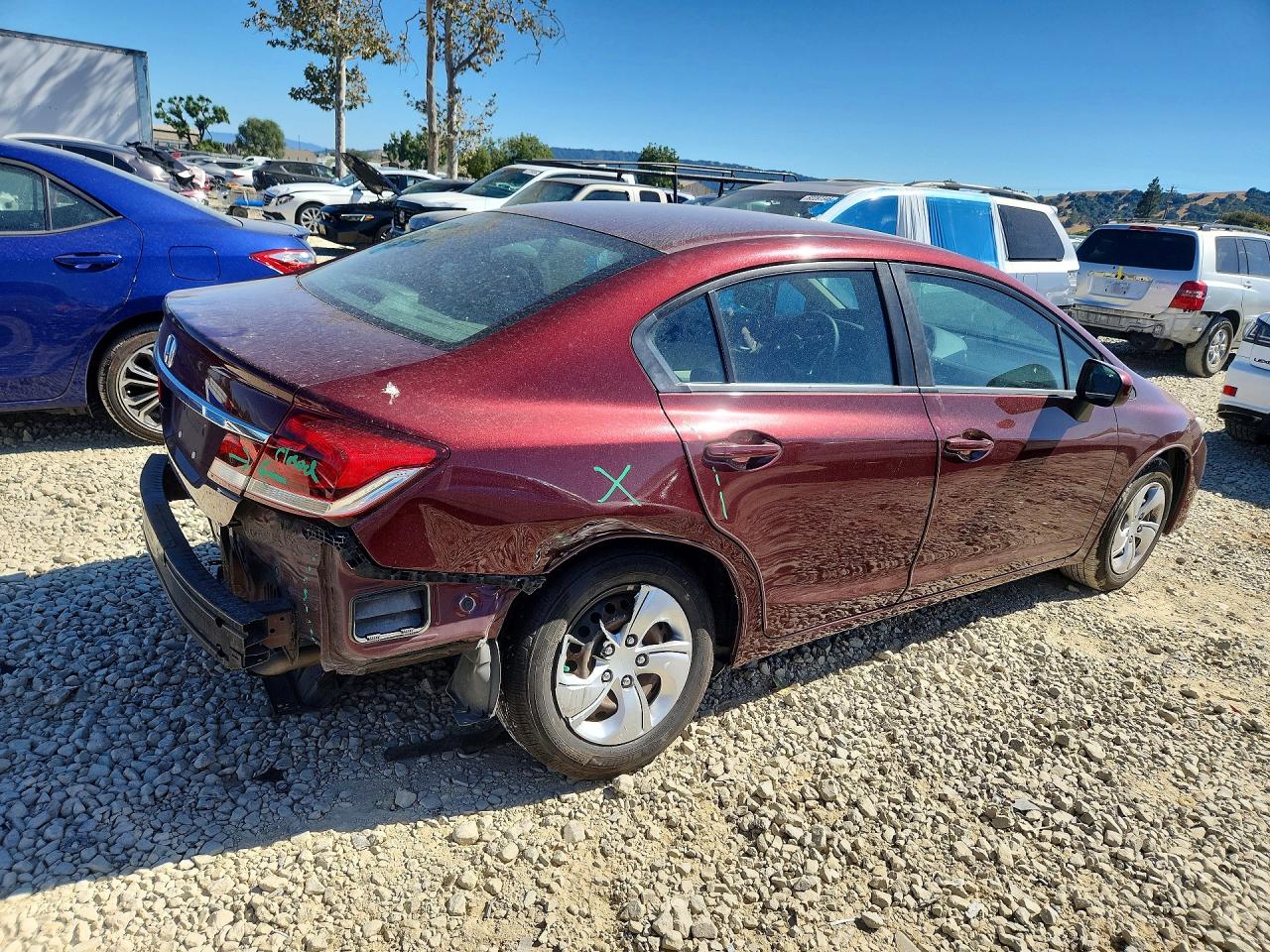 2015 Honda Civic Lx Burgundy vin: 19XFB2F53FE705894