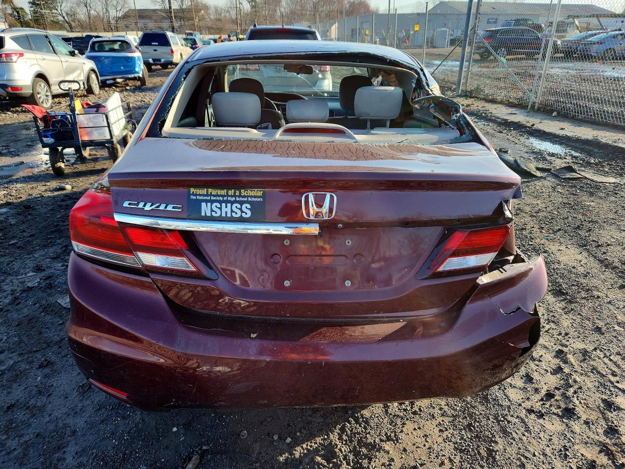 2015 Honda Civic Lx Burgundy vin: 19XFB2F53FE706561