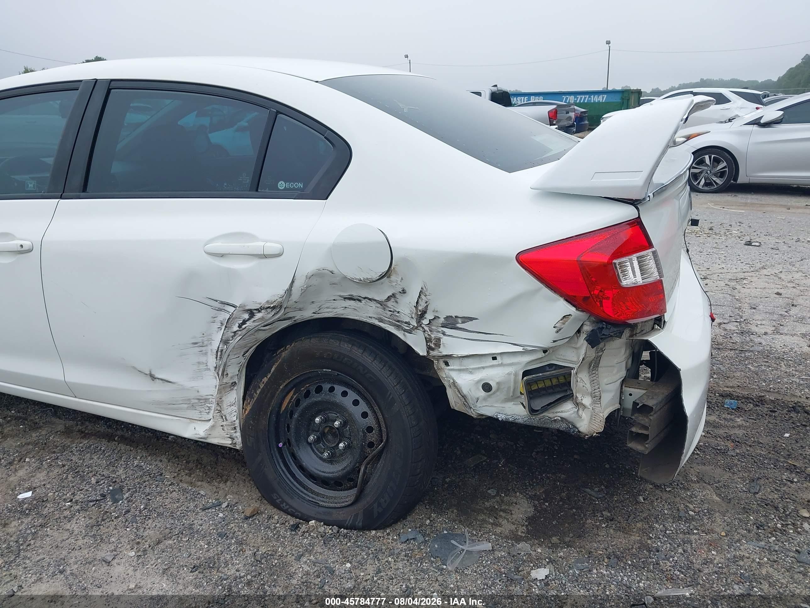 2012 Honda Civic Lx Белый vin: 19XFB2F54CE010366