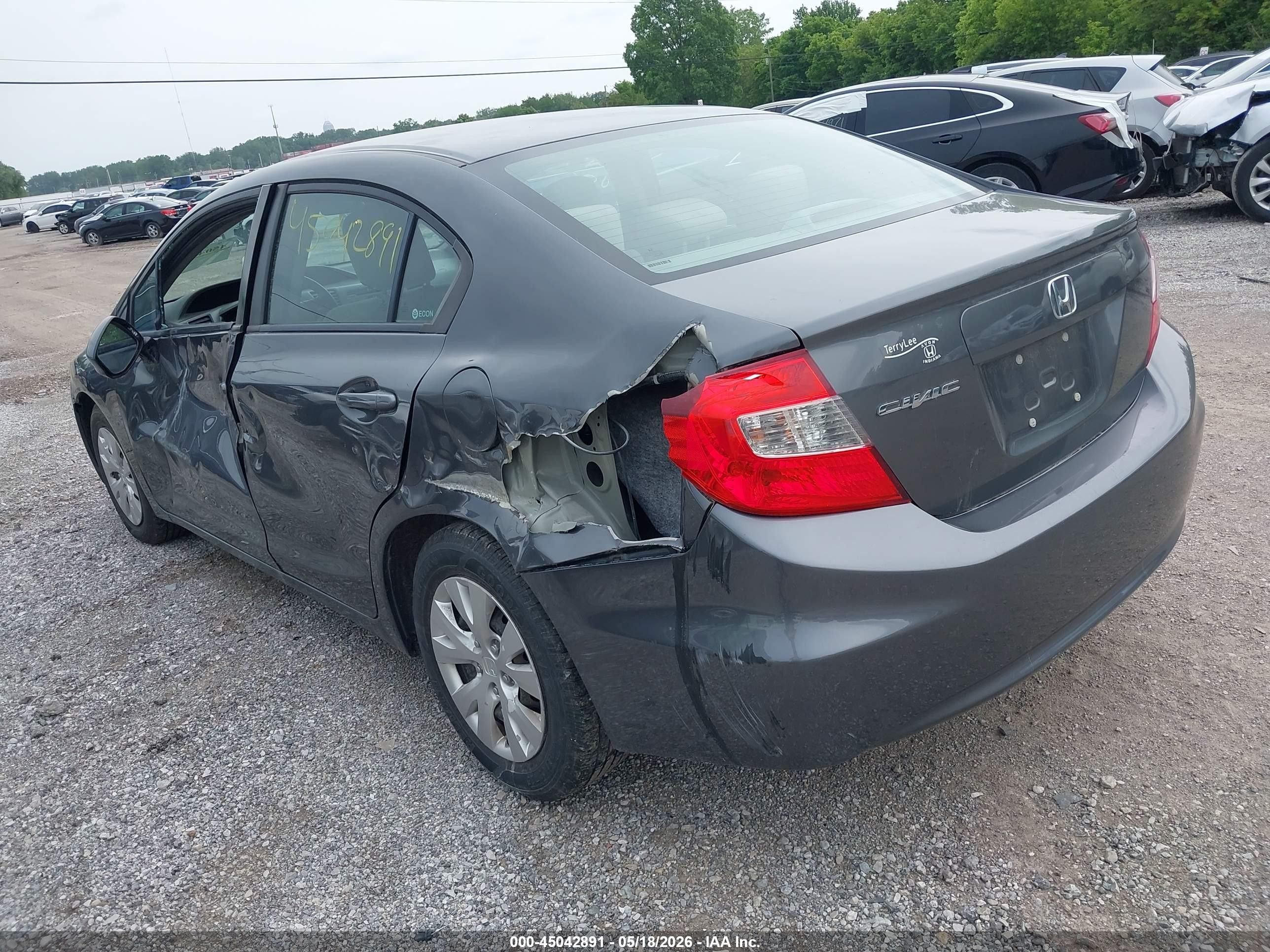 2012 Honda Civic Lx Серый vin: 19XFB2F54CE023604