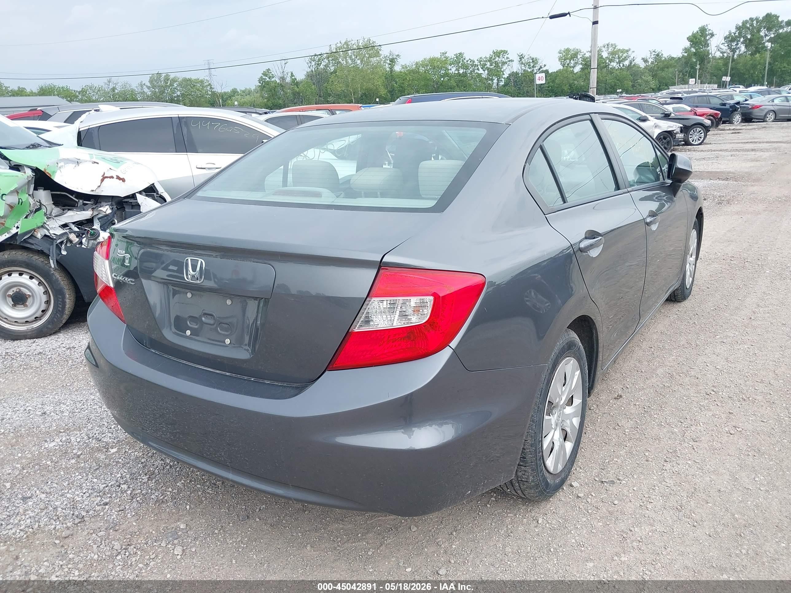 2012 Honda Civic Lx Серый vin: 19XFB2F54CE023604