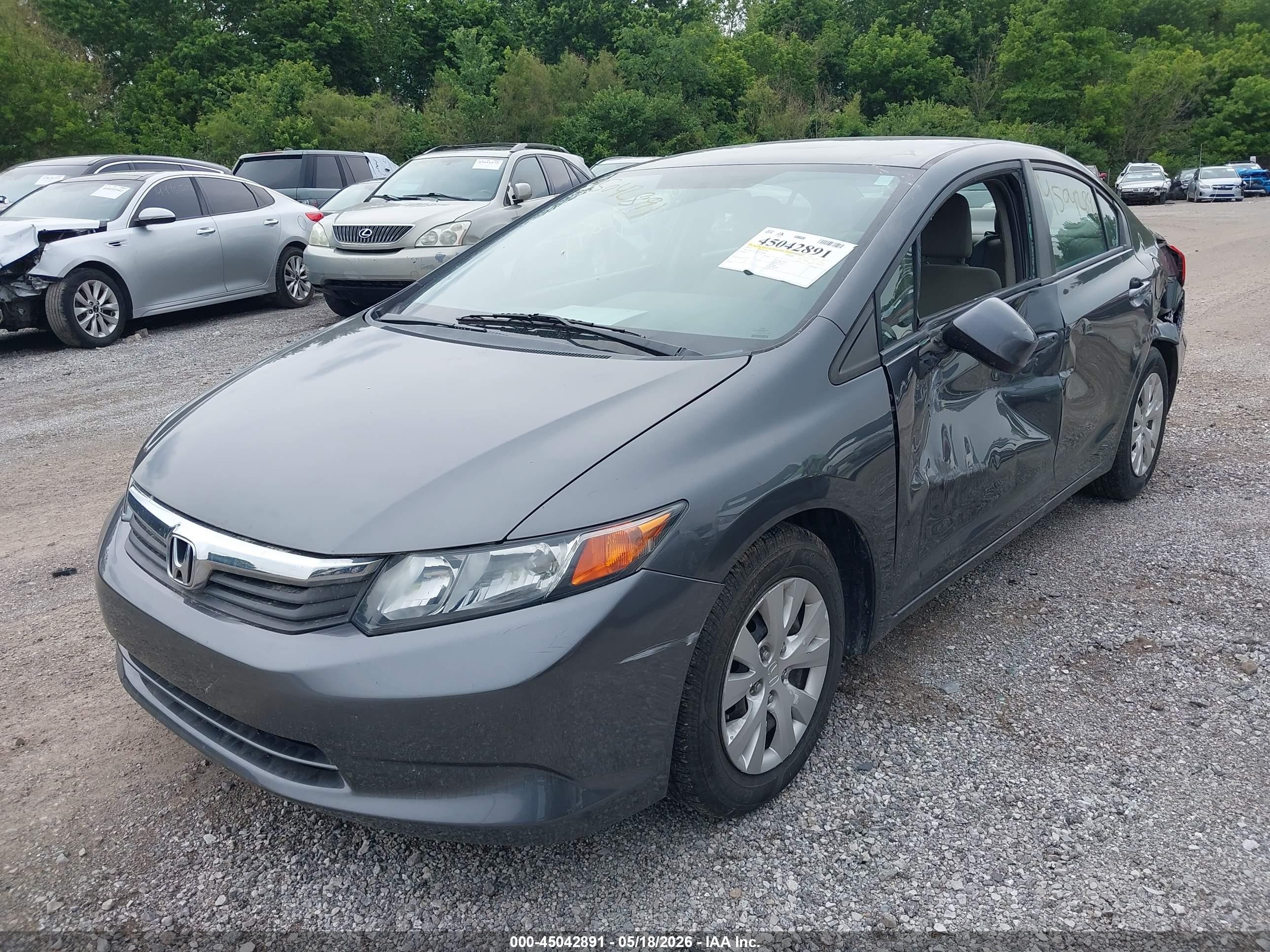 2012 Honda Civic Lx Серый vin: 19XFB2F54CE023604
