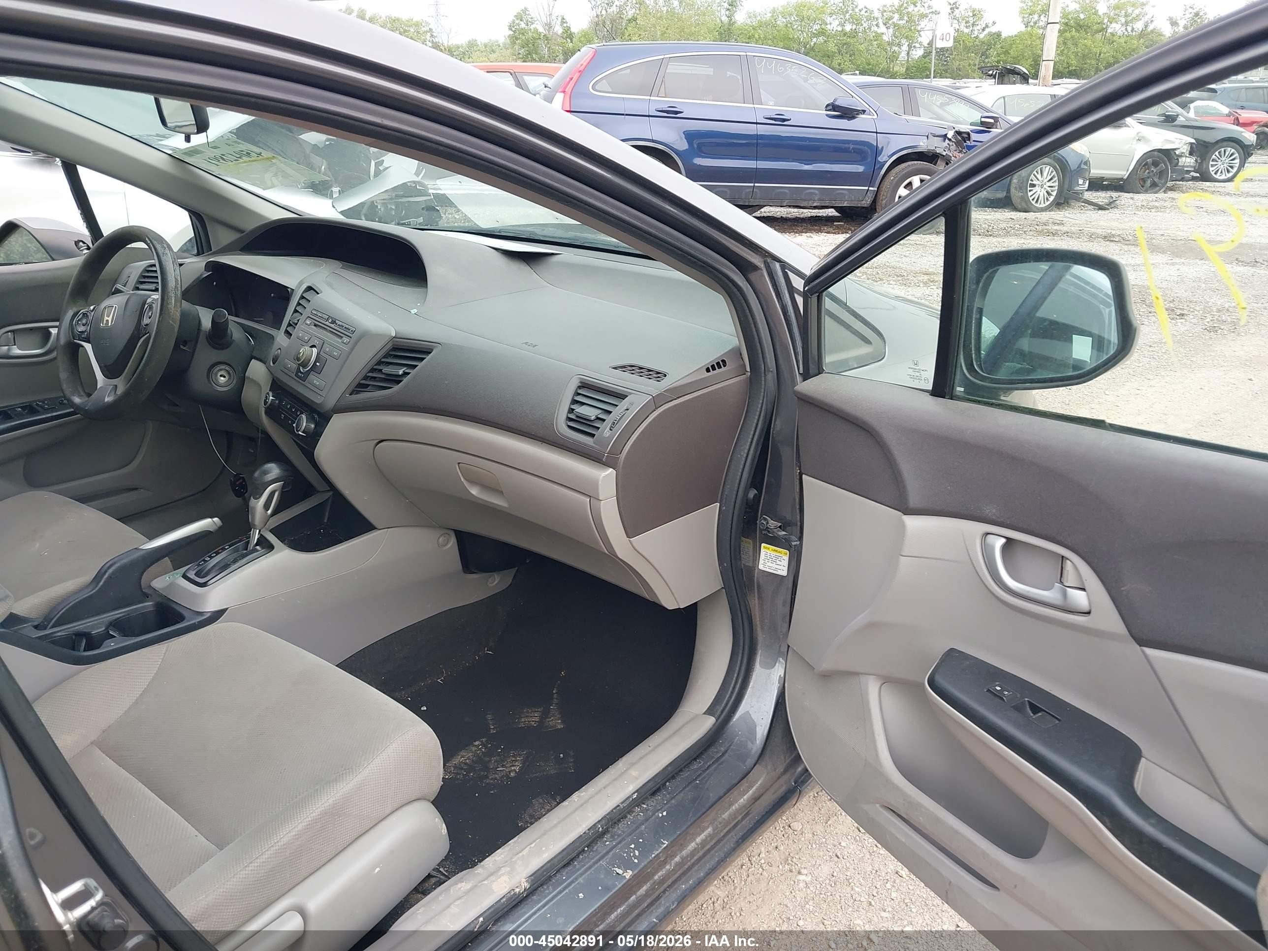 2012 Honda Civic Lx Серый vin: 19XFB2F54CE023604