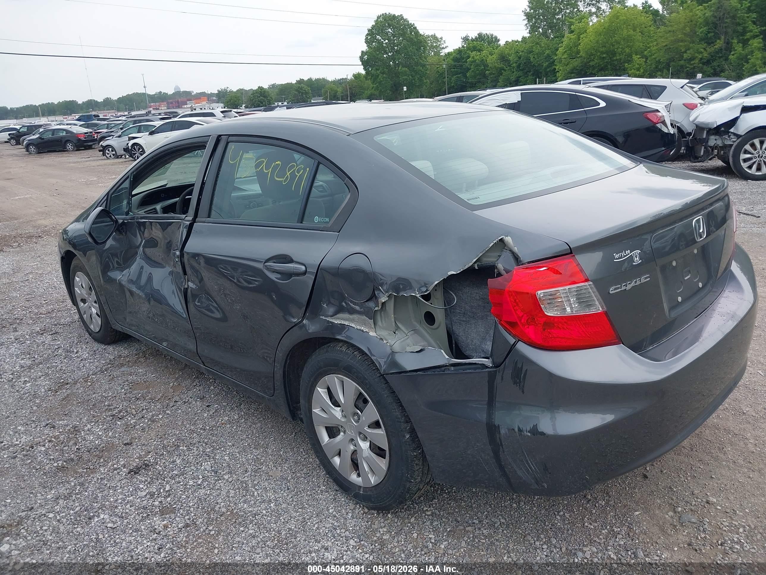 2012 Honda Civic Lx Серый vin: 19XFB2F54CE023604