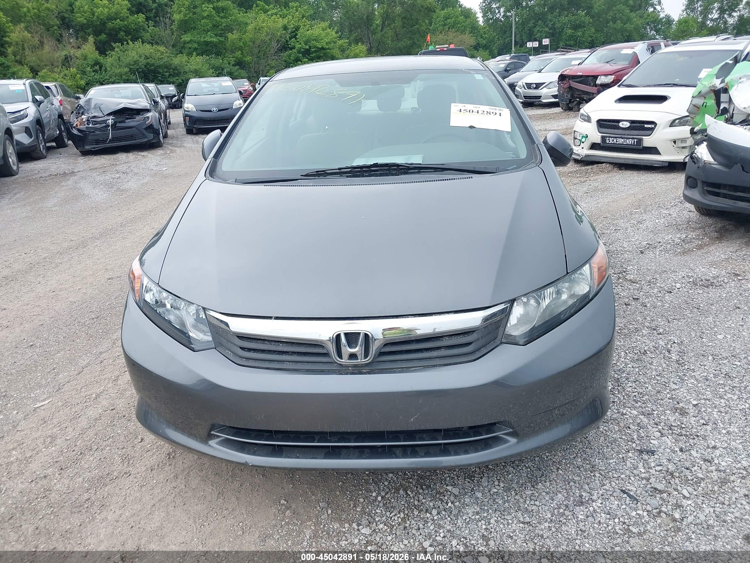 2012 Honda Civic Lx Серый vin: 19XFB2F54CE023604