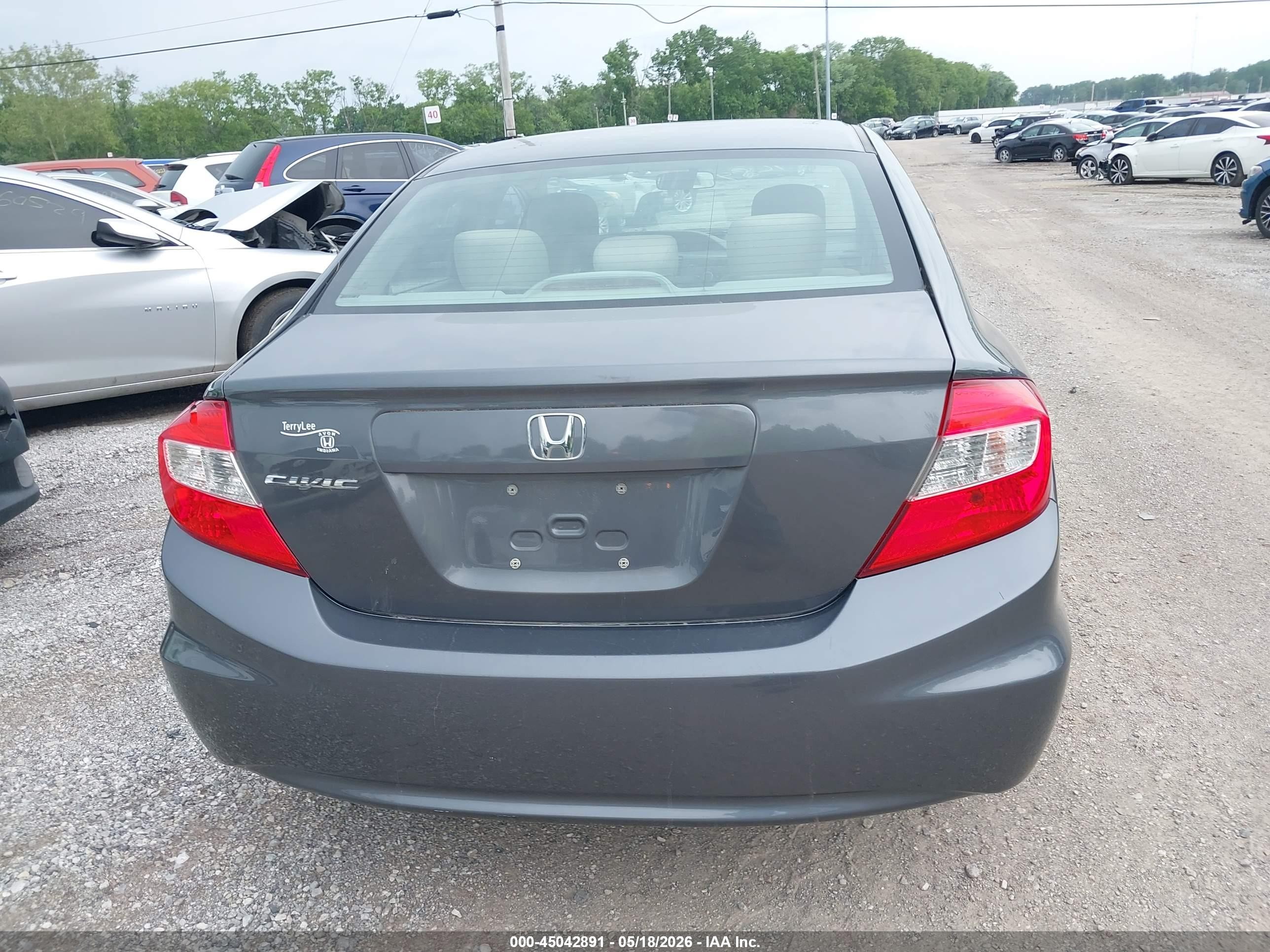 2012 Honda Civic Lx Серый vin: 19XFB2F54CE023604
