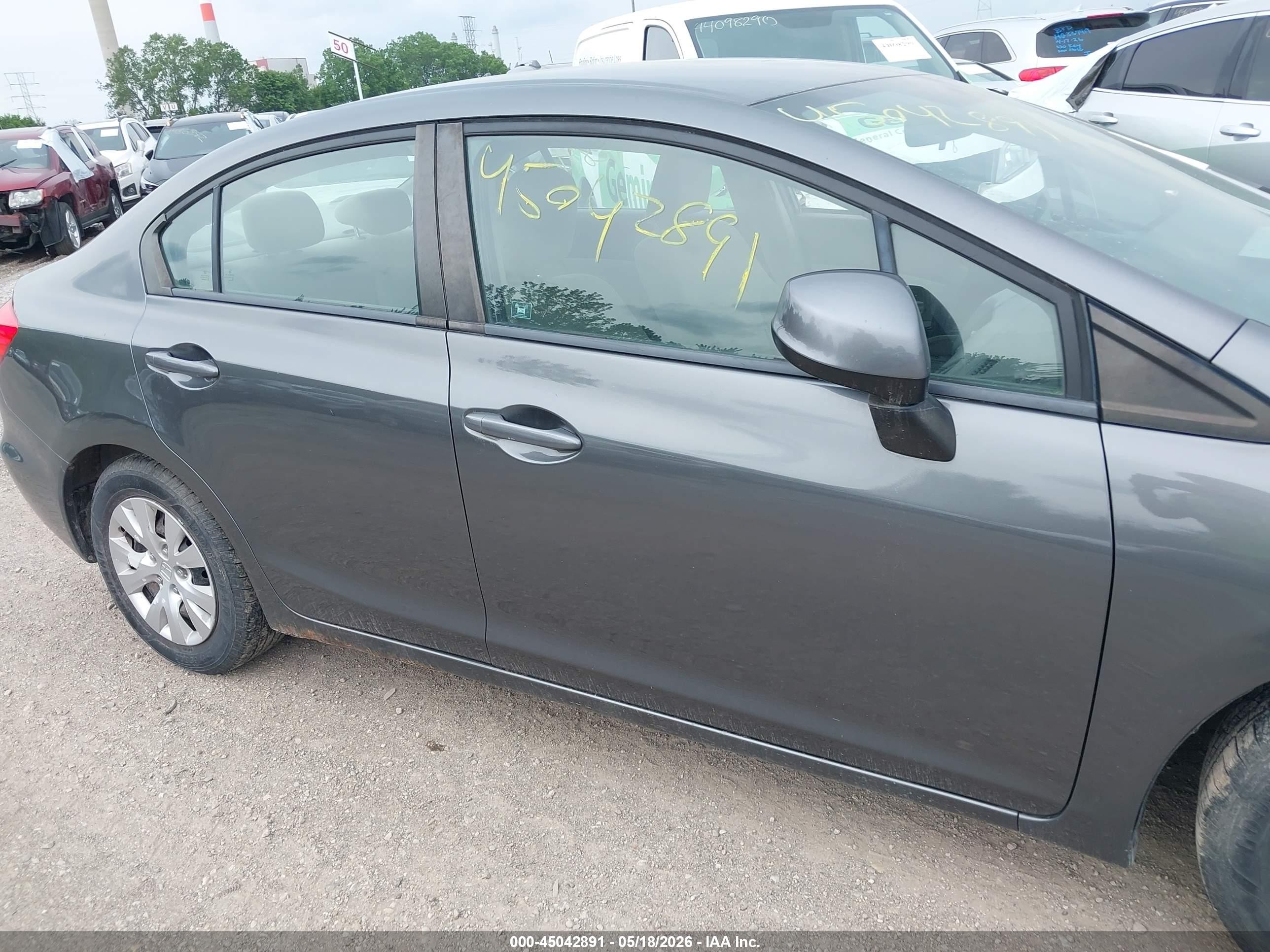 2012 Honda Civic Lx Серый vin: 19XFB2F54CE023604