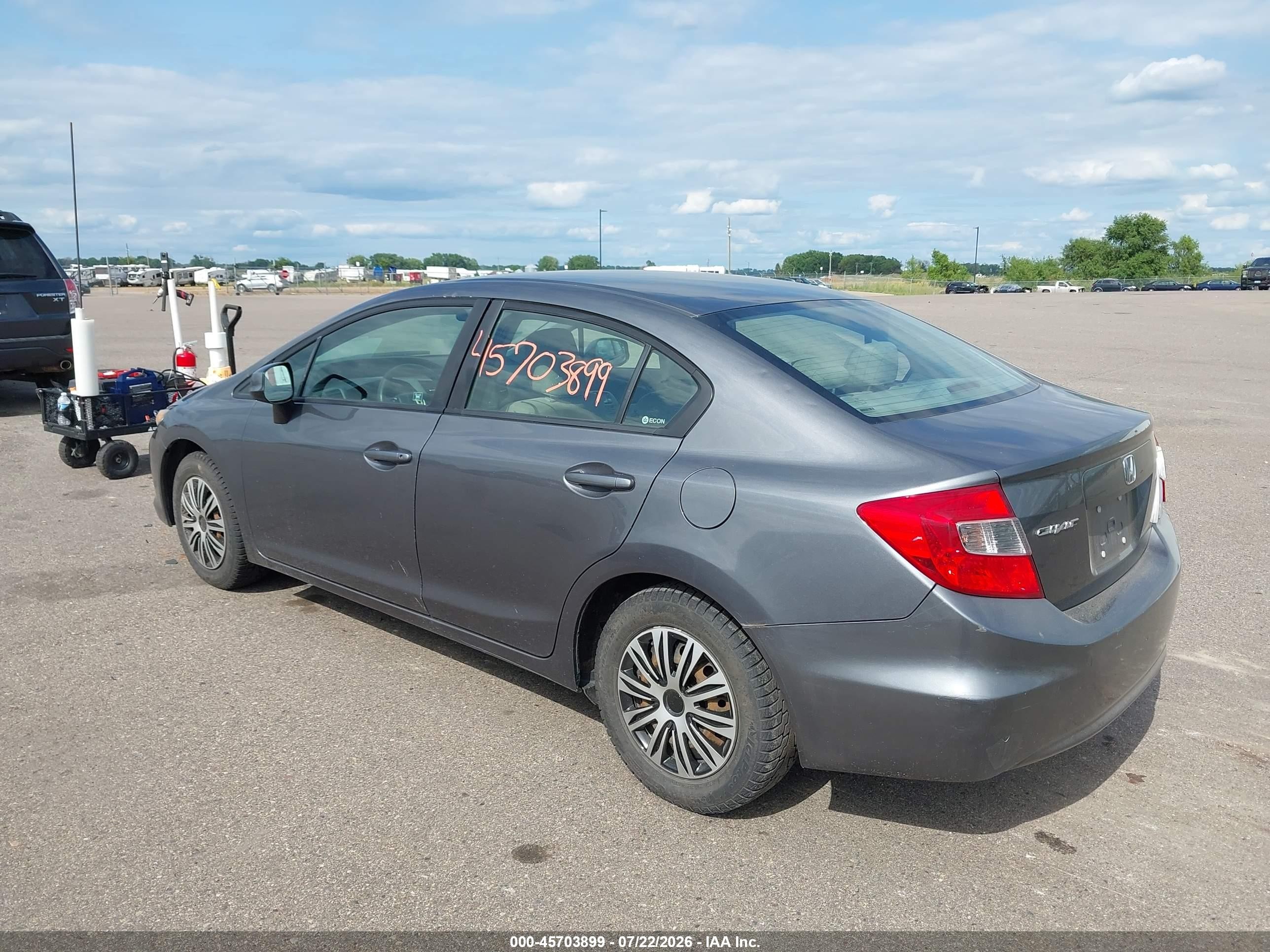 2012 Honda Civic Lx Gray vin: 19XFB2F54CE031332