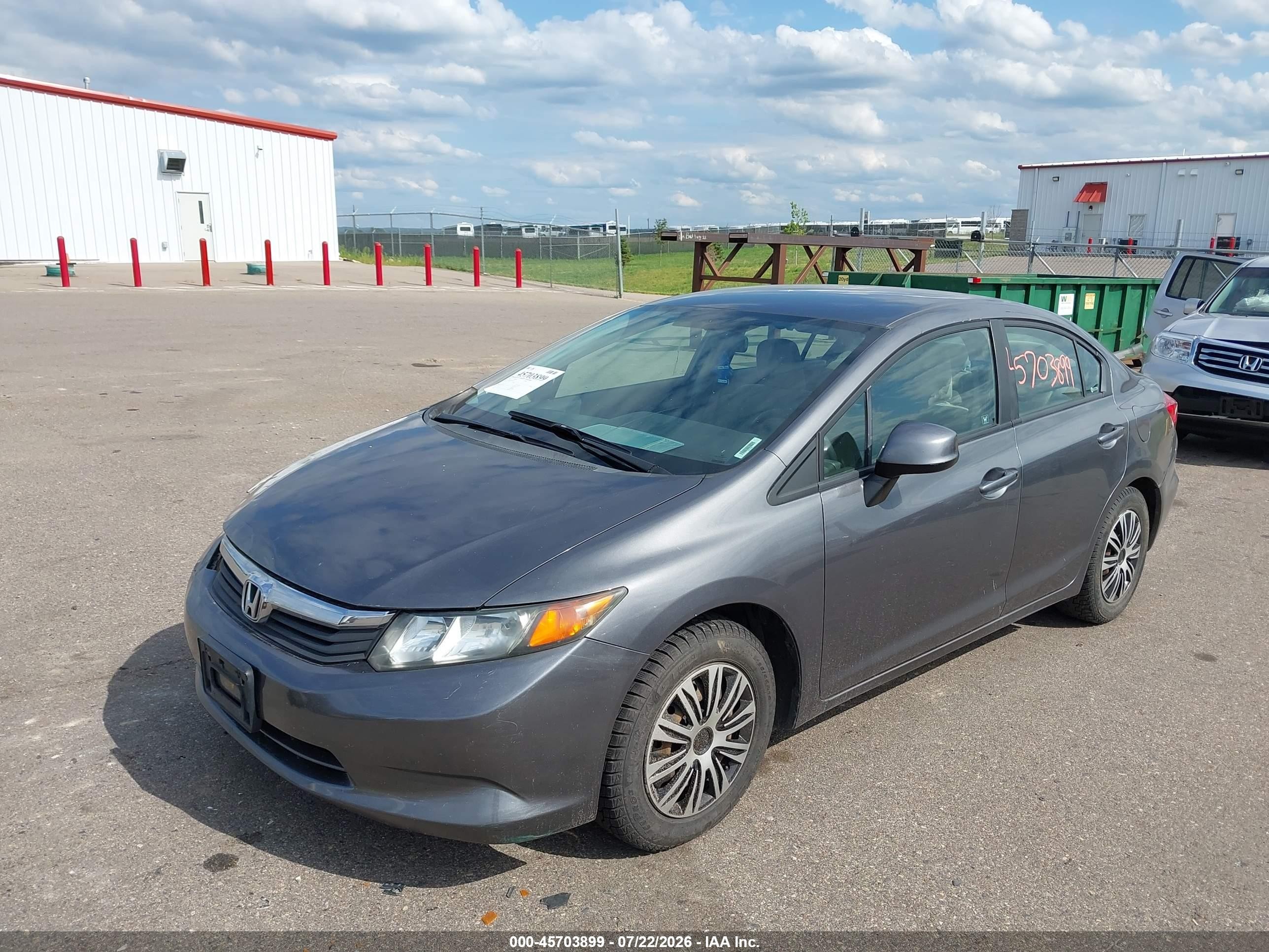 2012 Honda Civic Lx Gray vin: 19XFB2F54CE031332