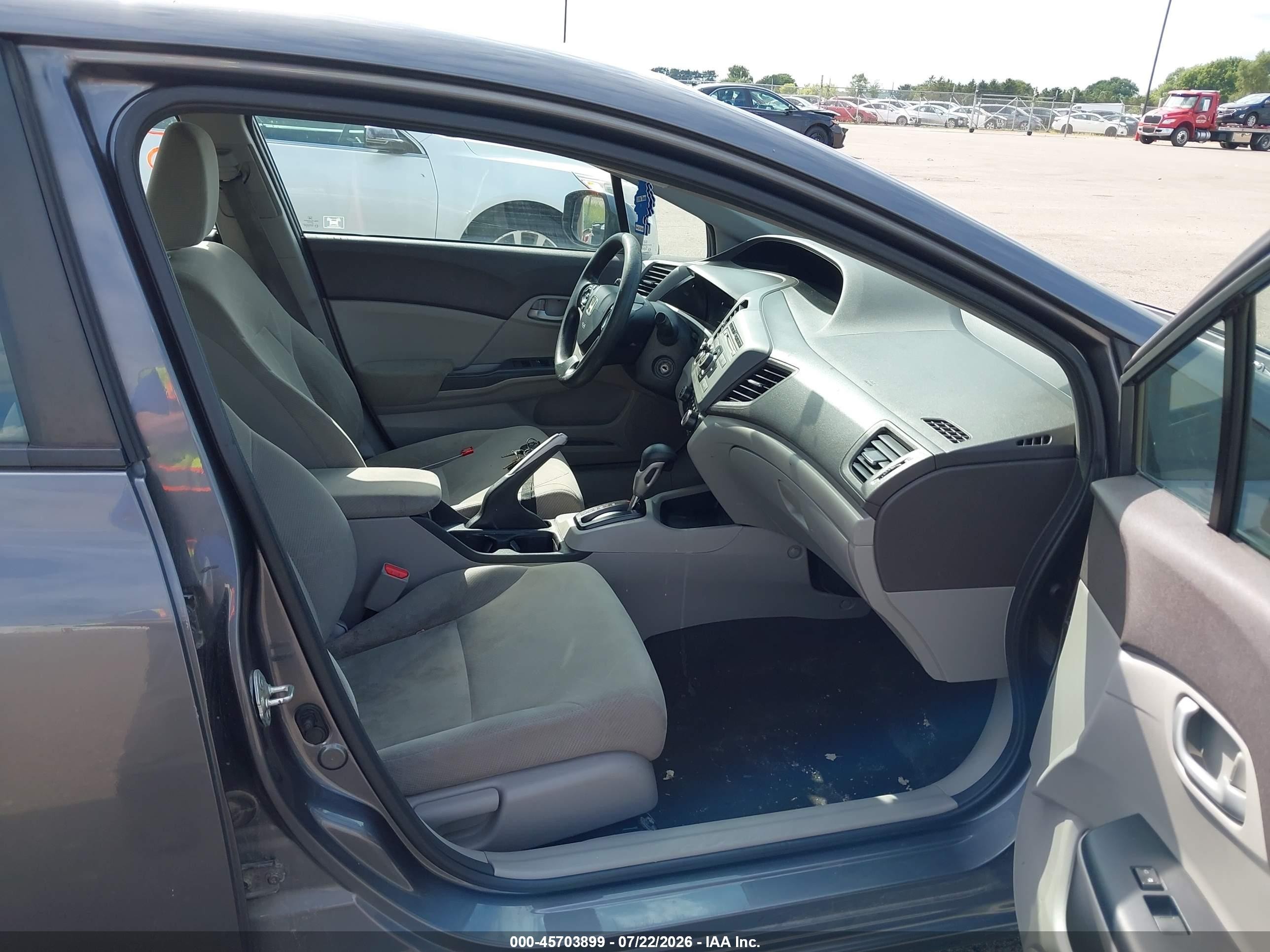 2012 Honda Civic Lx Gray vin: 19XFB2F54CE031332