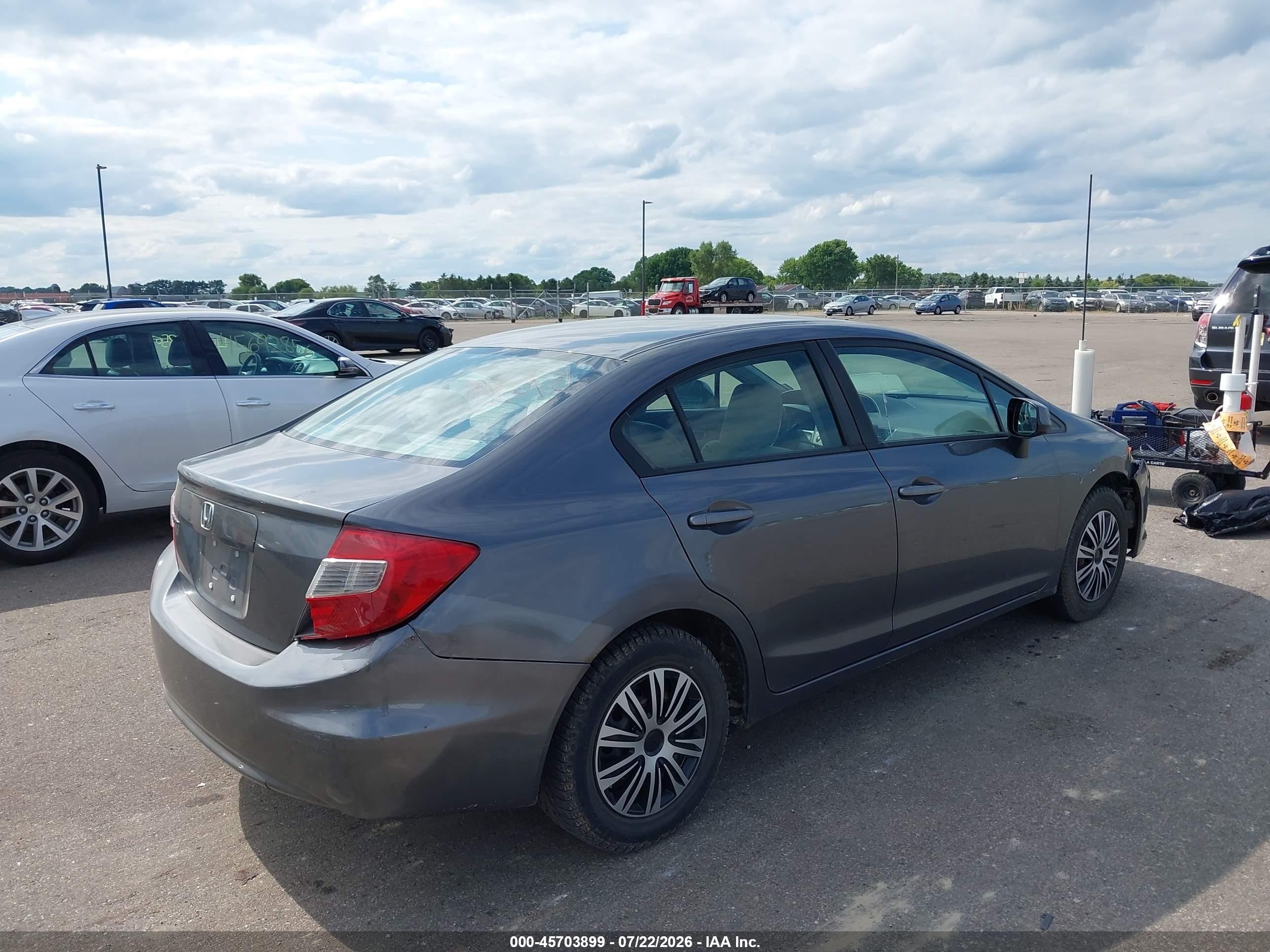 2012 Honda Civic Lx Gray vin: 19XFB2F54CE031332