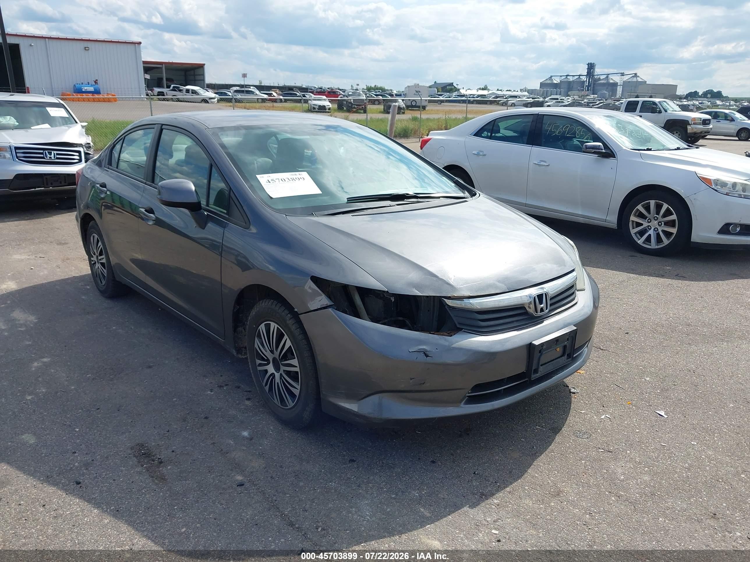 2012 Honda Civic Lx Gray vin: 19XFB2F54CE031332