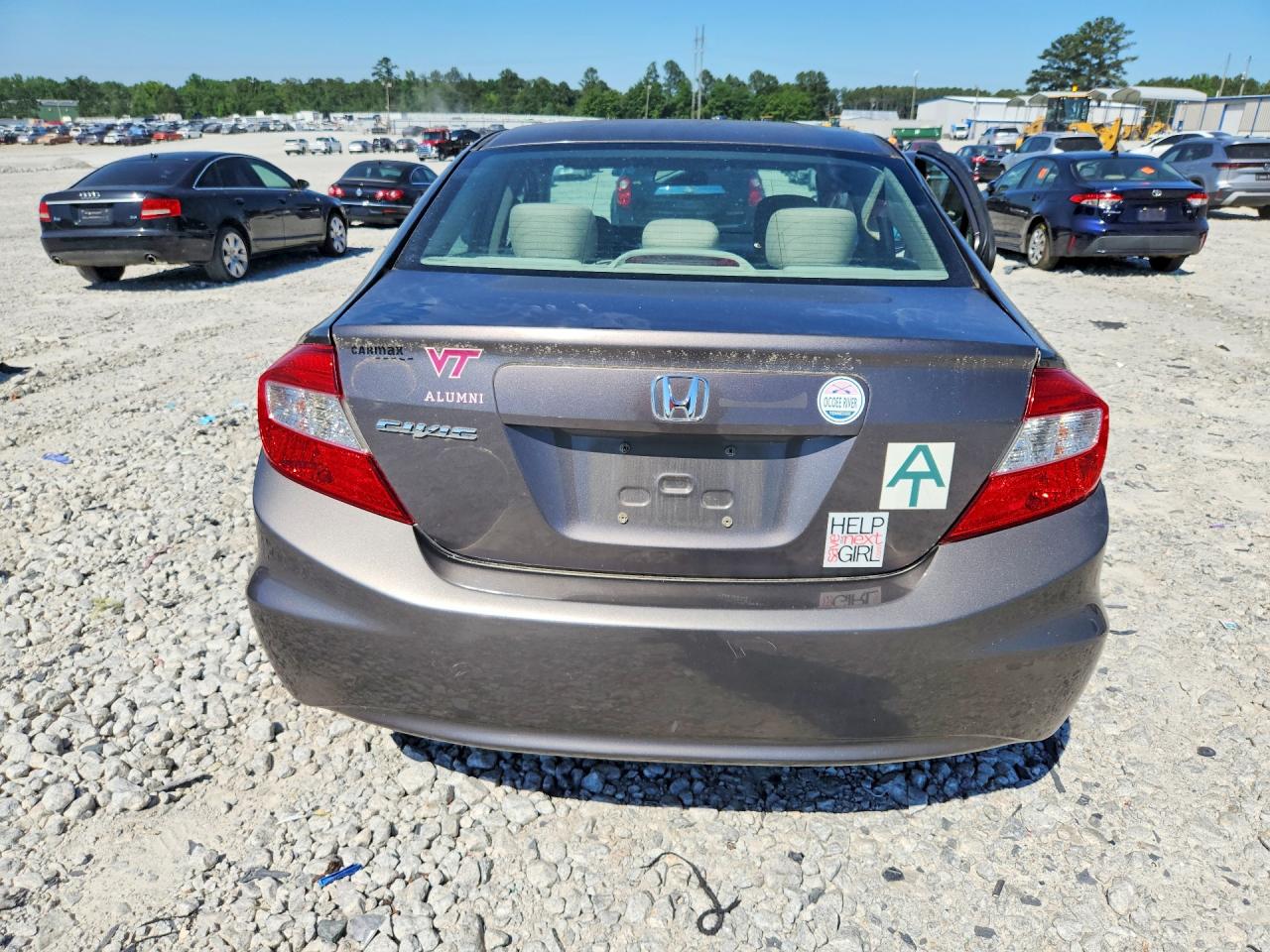 2012 Honda Civic Lx Gray vin: 19XFB2F54CE043576