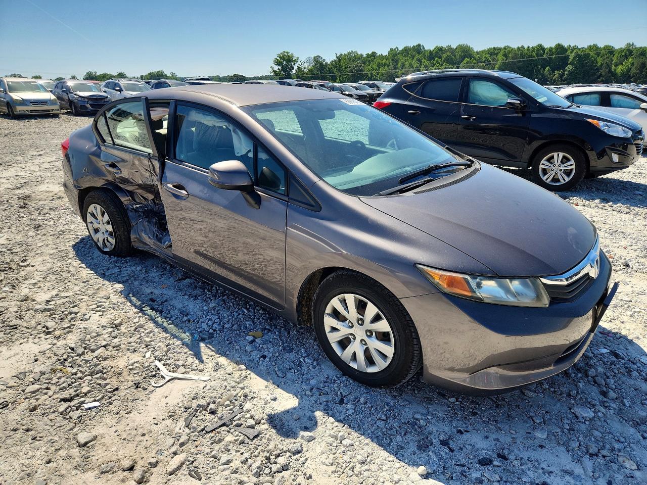 2012 Honda Civic Lx Gray vin: 19XFB2F54CE043576