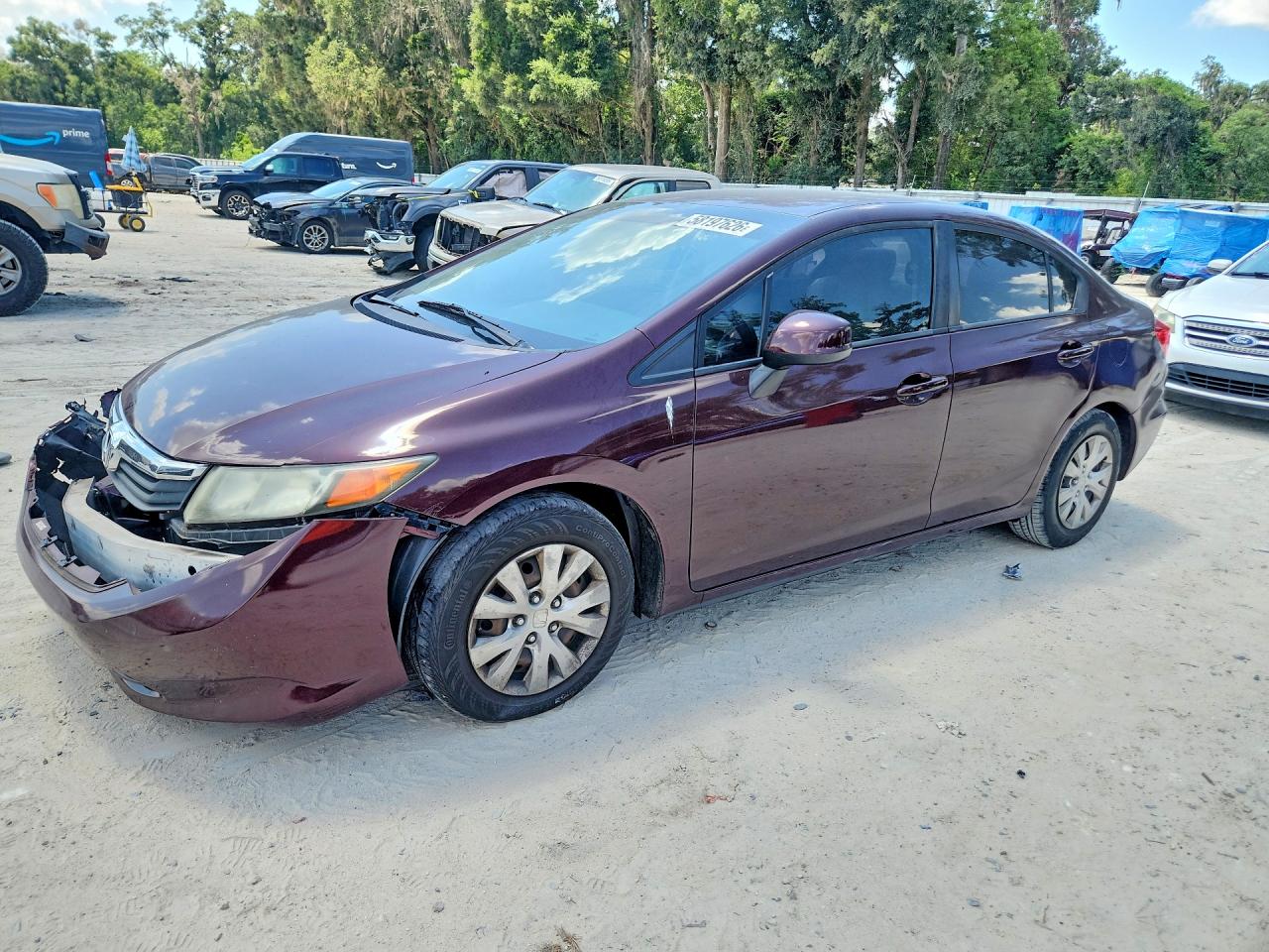 2012 Honda Civic Lx Burgundy vin: 19XFB2F54CE046901