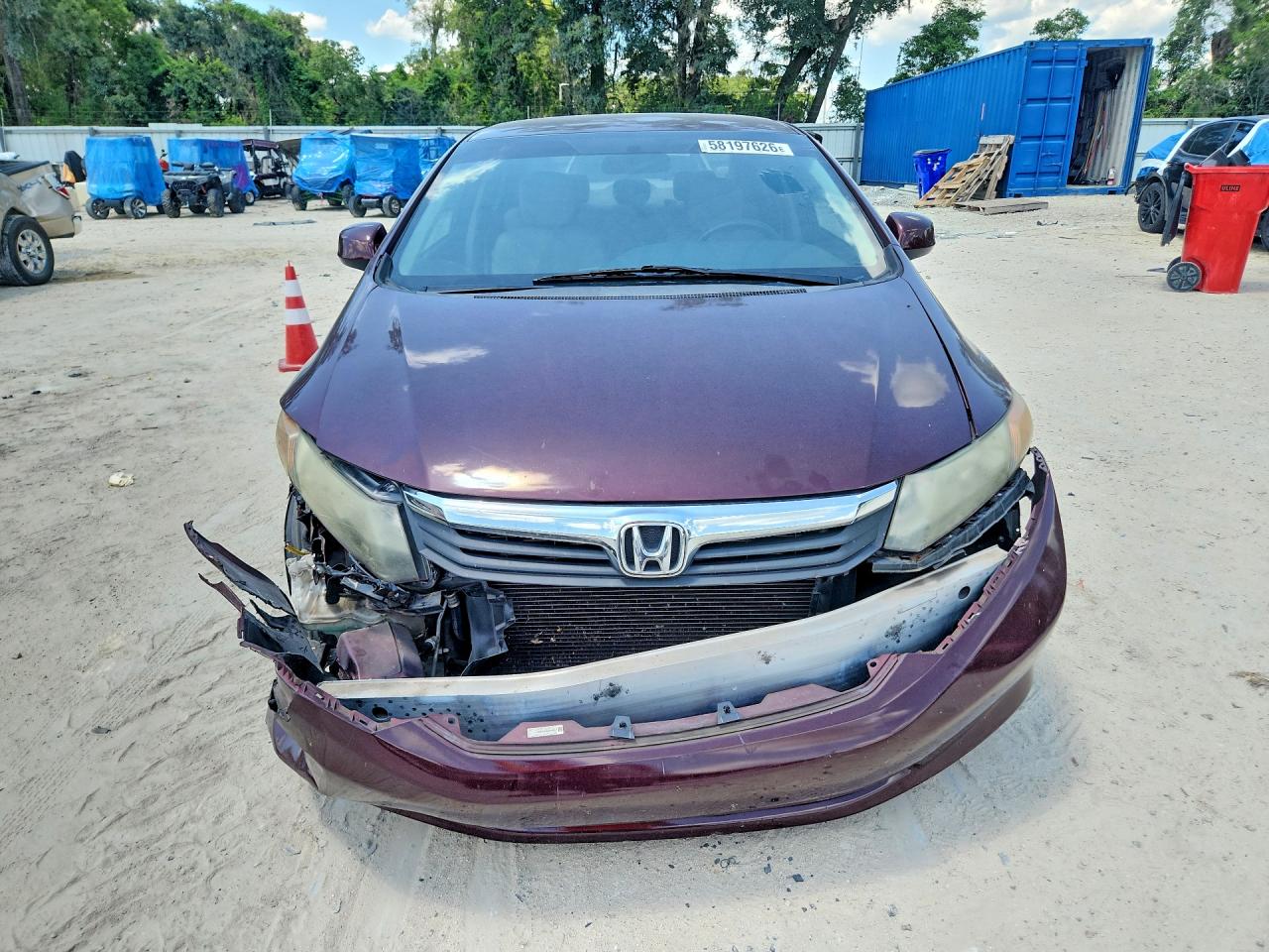 2012 Honda Civic Lx Burgundy vin: 19XFB2F54CE046901