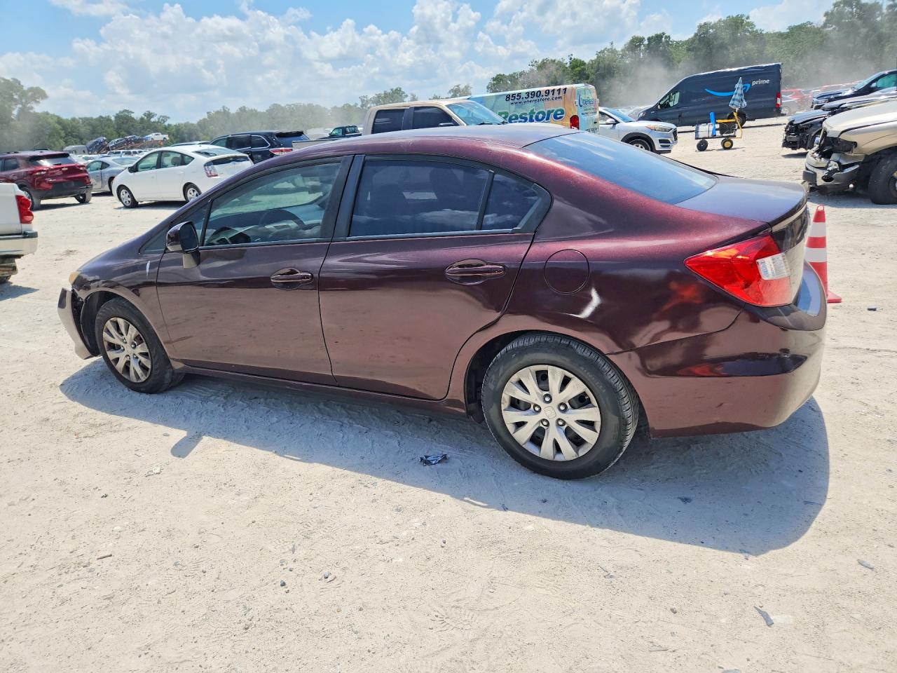 2012 Honda Civic Lx Burgundy vin: 19XFB2F54CE046901