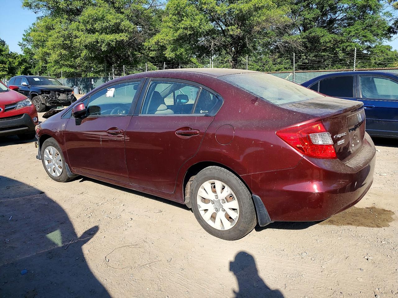 2012 Honda Civic Lx Burgundy vin: 19XFB2F54CE061737