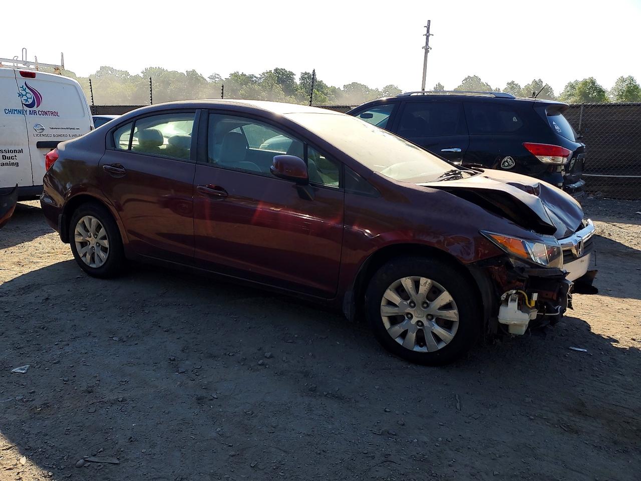 2012 Honda Civic Lx Burgundy vin: 19XFB2F54CE061737