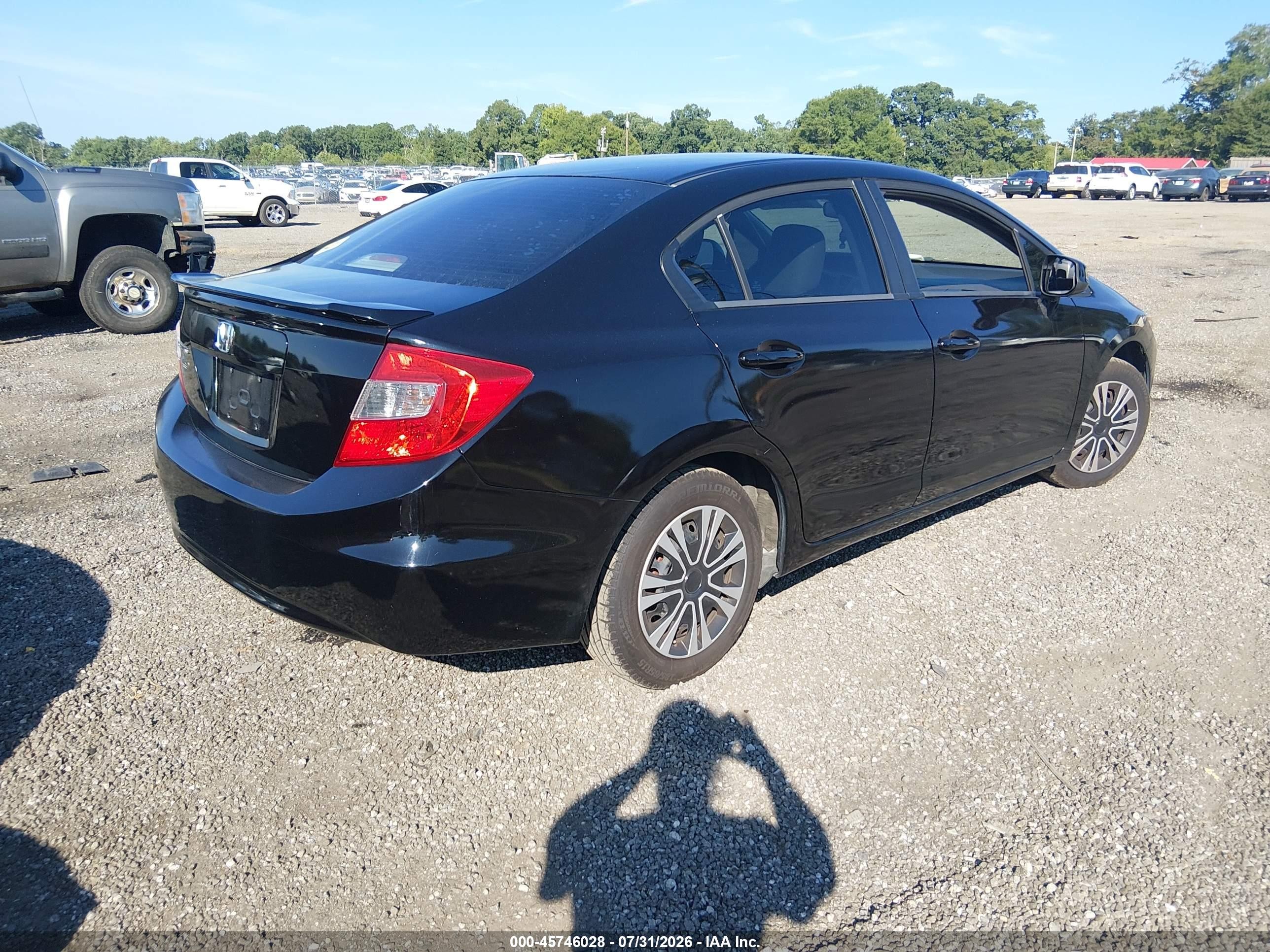 2012 Honda Civic Lx Black vin: 19XFB2F54CE093653