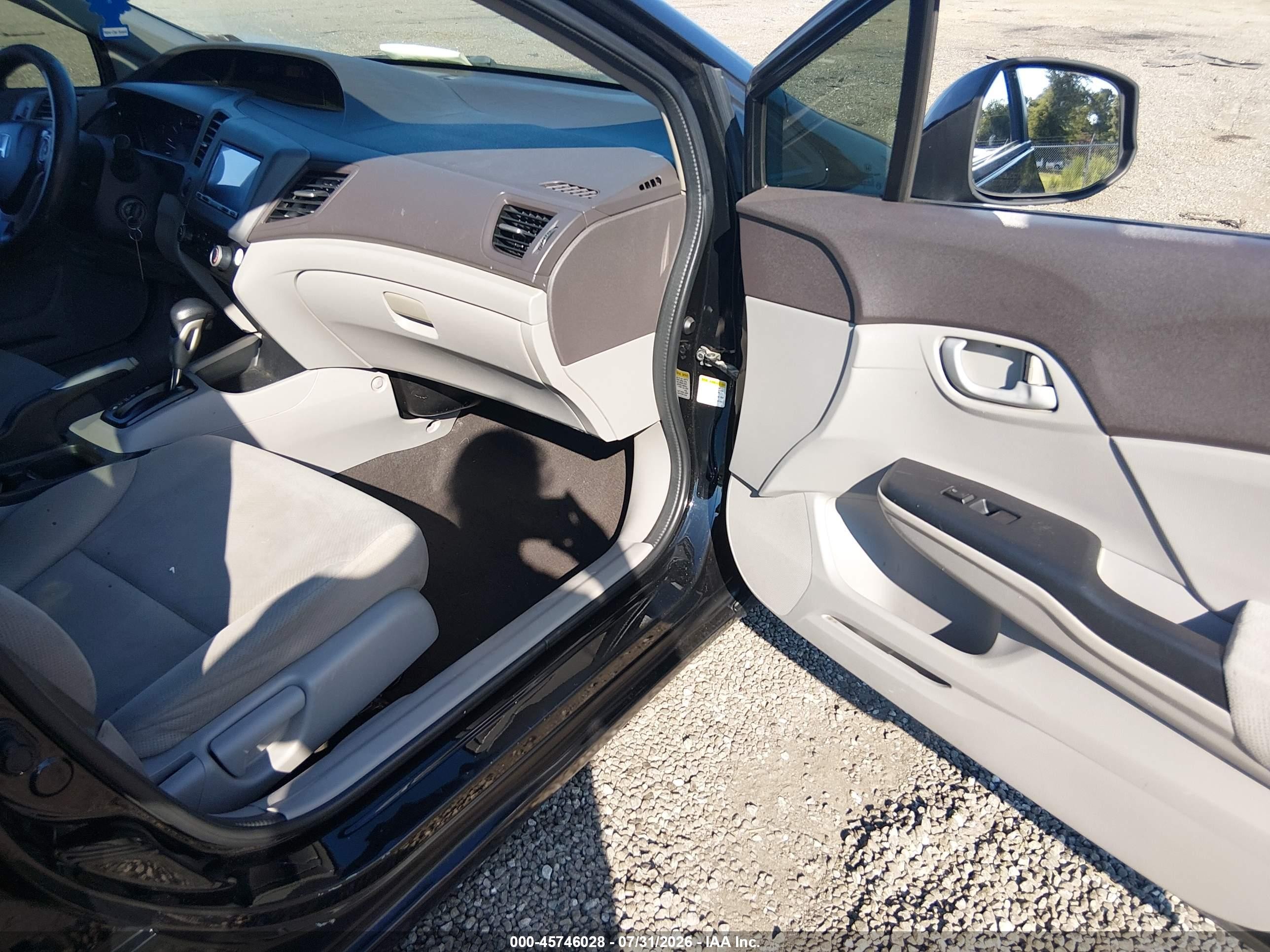 2012 Honda Civic Lx Black vin: 19XFB2F54CE093653