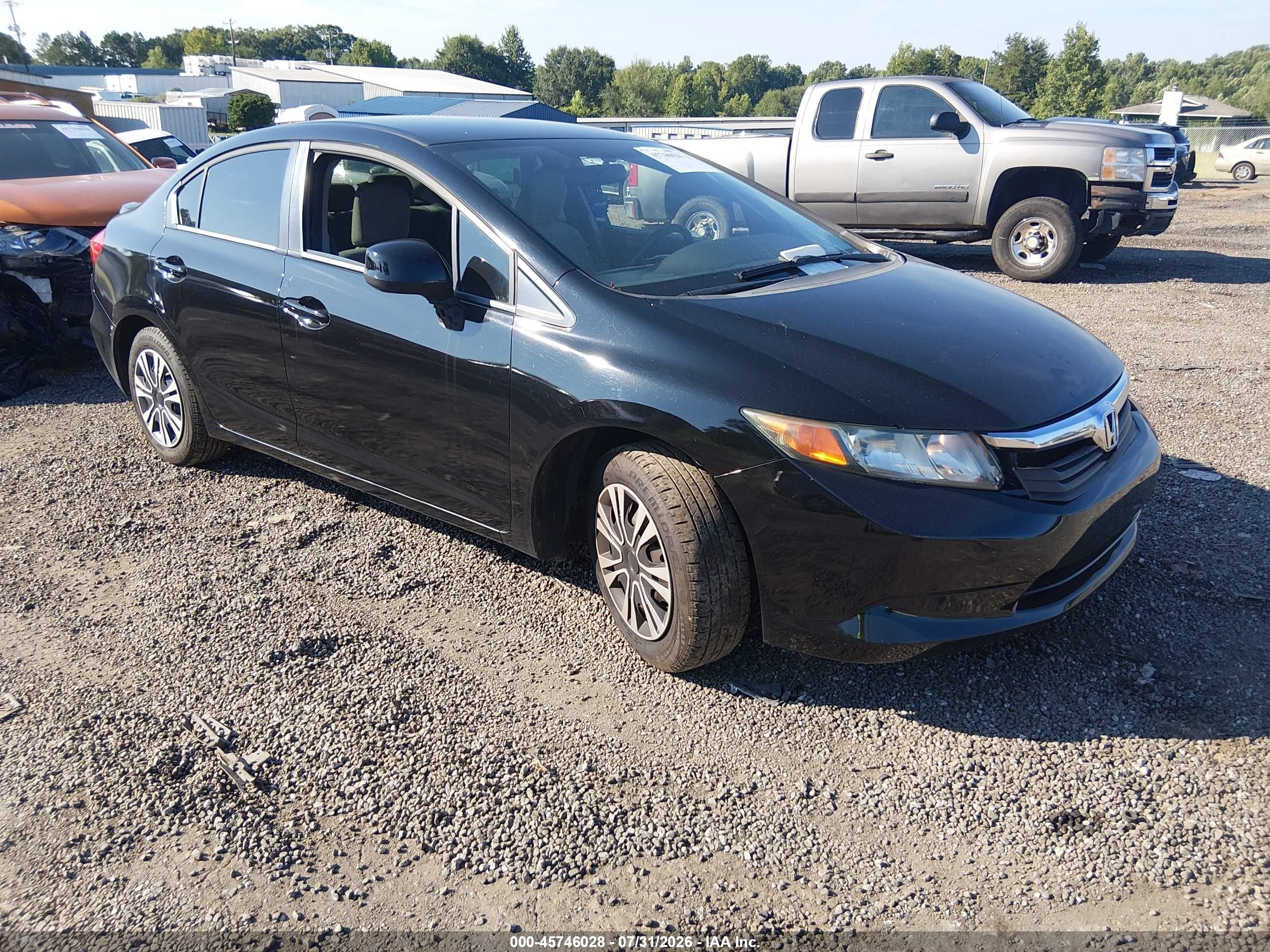 2012 Honda Civic Lx Black vin: 19XFB2F54CE093653