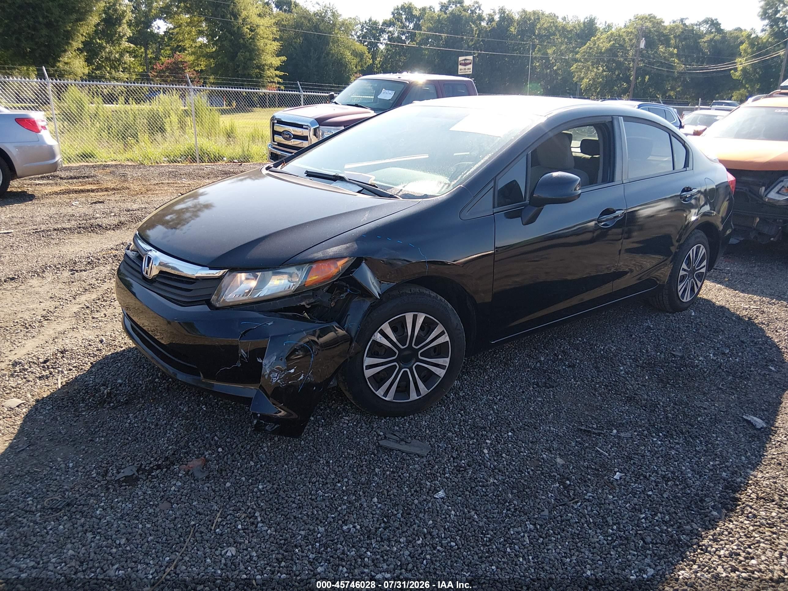 2012 Honda Civic Lx Black vin: 19XFB2F54CE093653