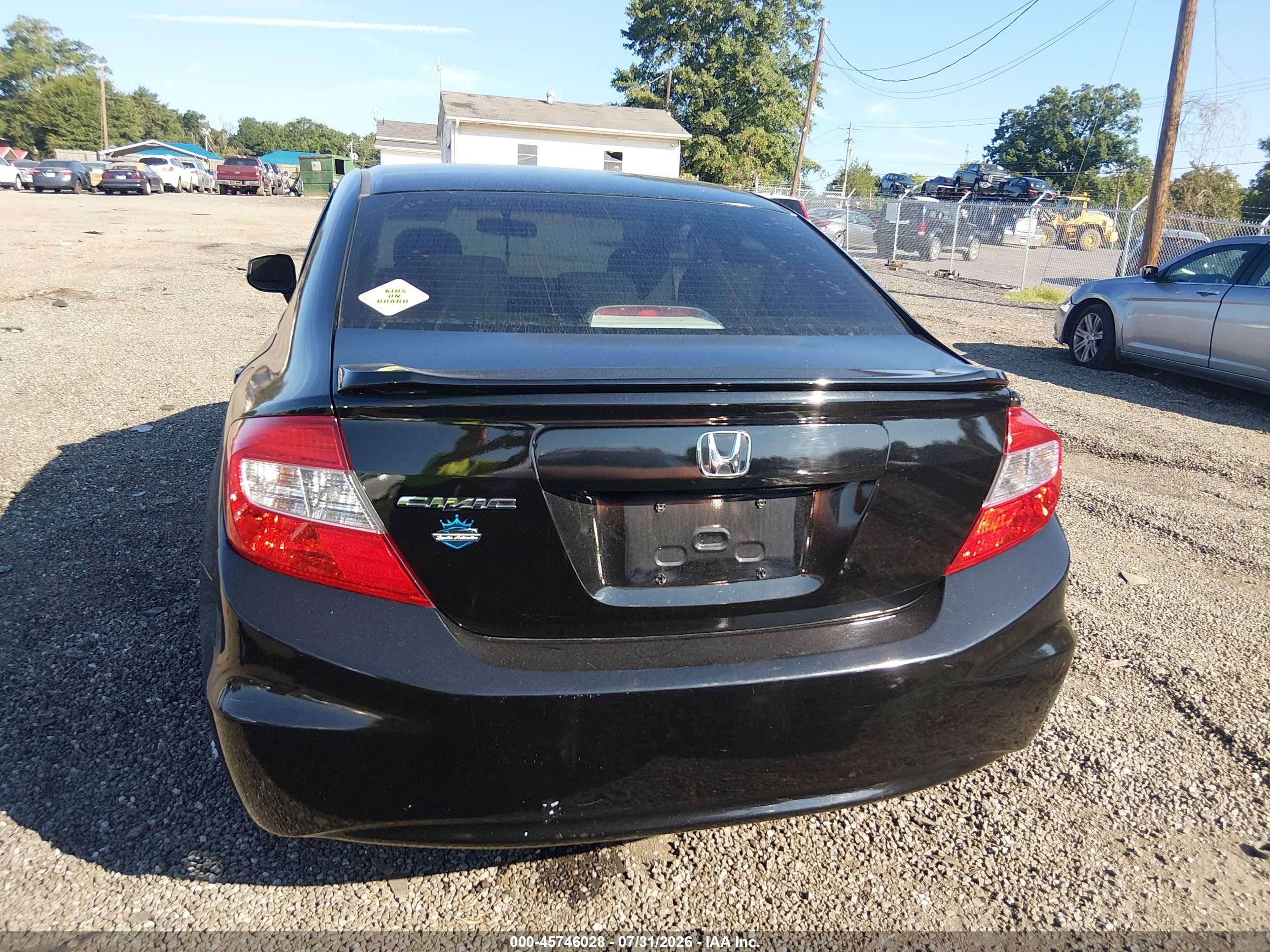 2012 Honda Civic Lx Black vin: 19XFB2F54CE093653