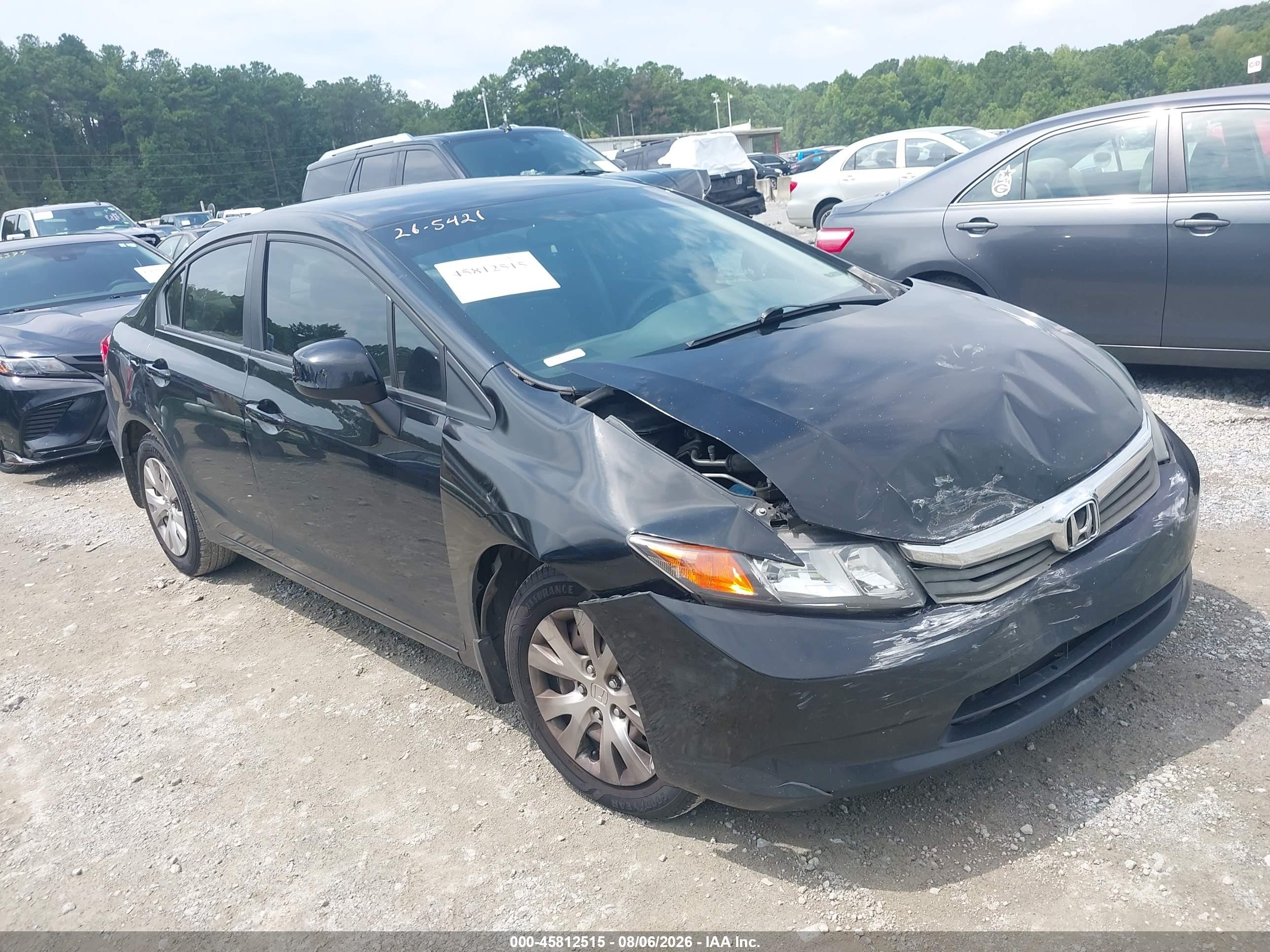 2012 Honda Civic Lx Black vin: 19XFB2F54CE094074