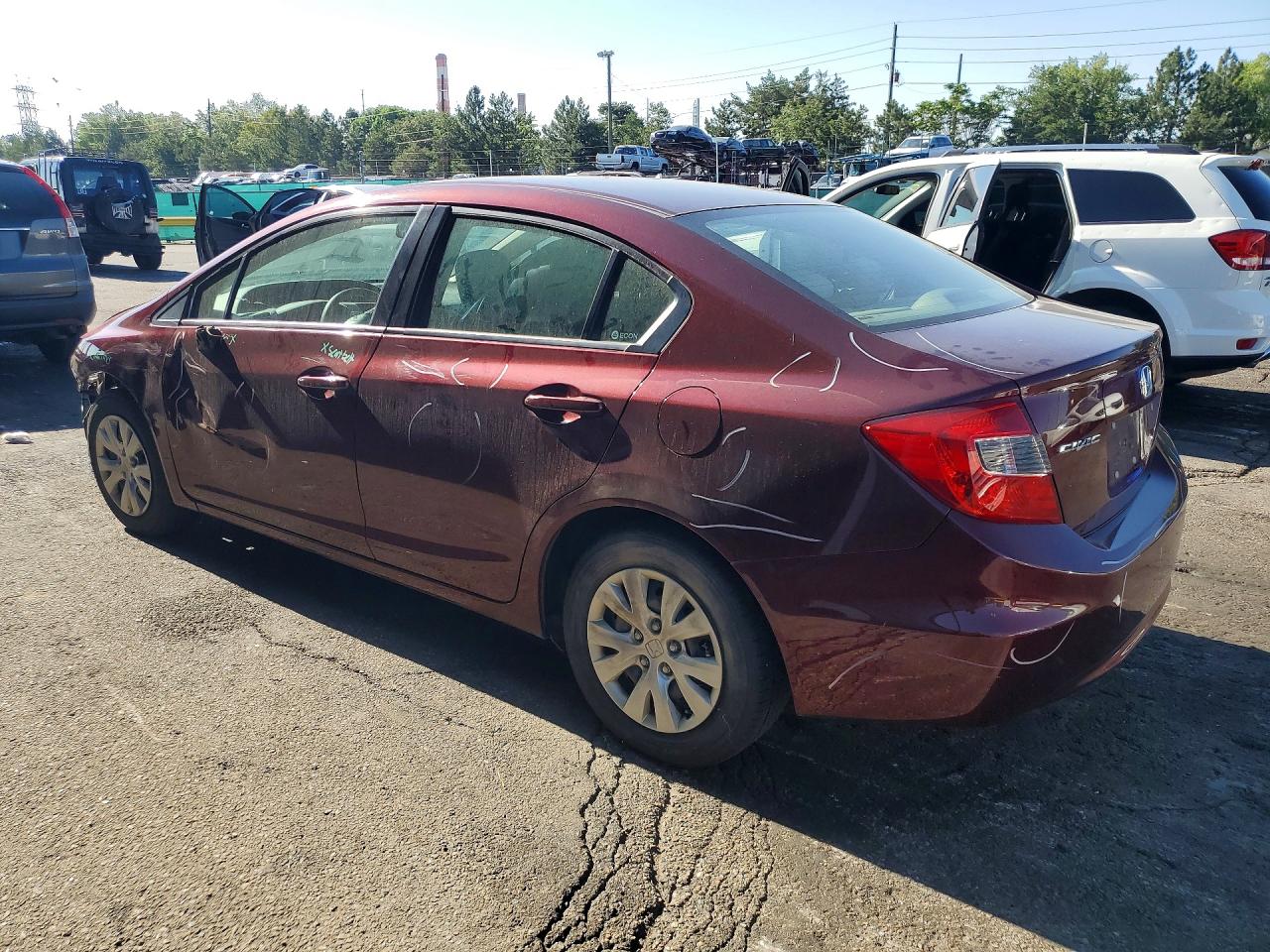 2012 Honda Civic Lx Burgundy vin: 19XFB2F54CE098125