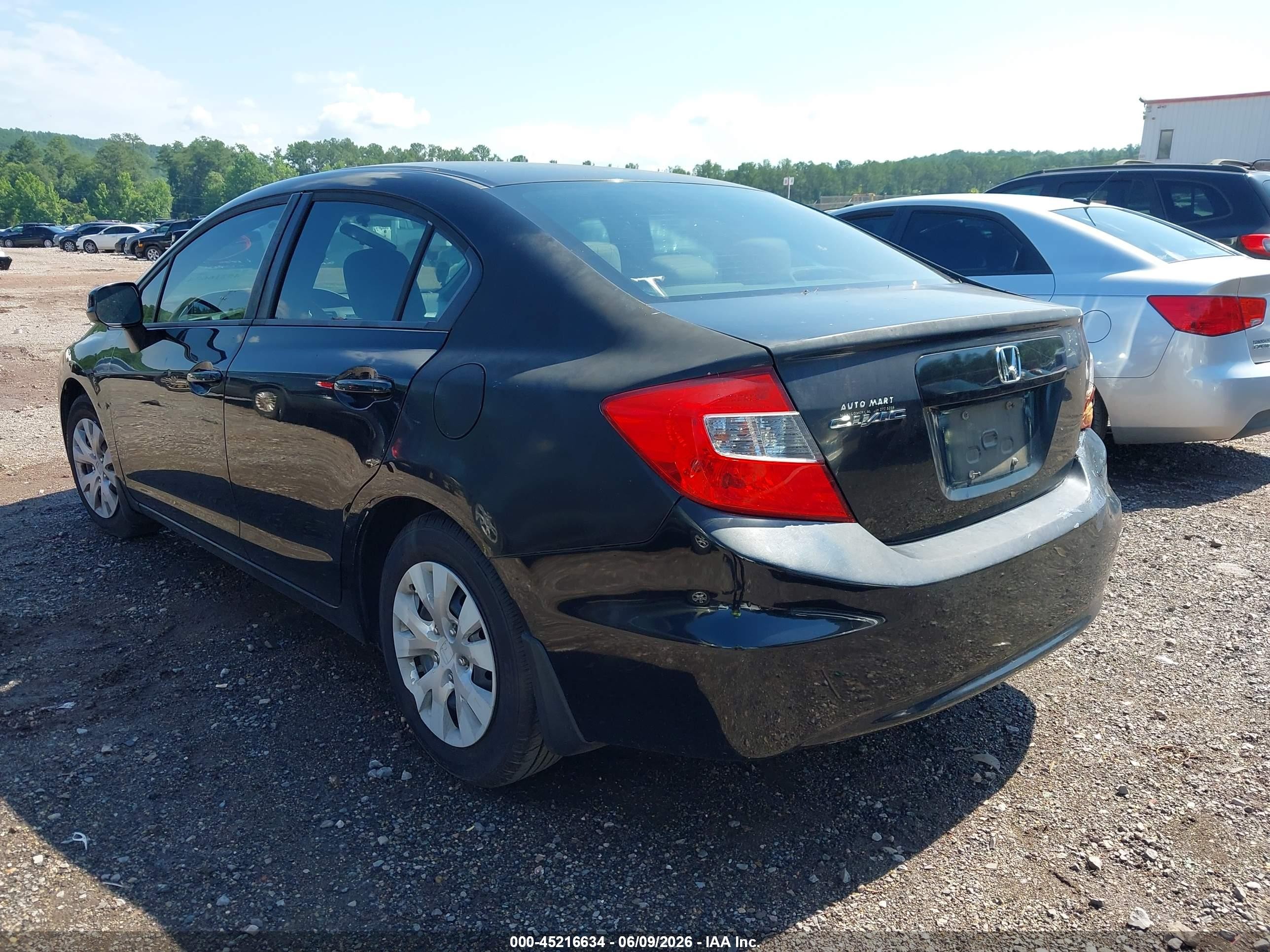 2012 Honda Civic Lx Black vin: 19XFB2F54CE109849