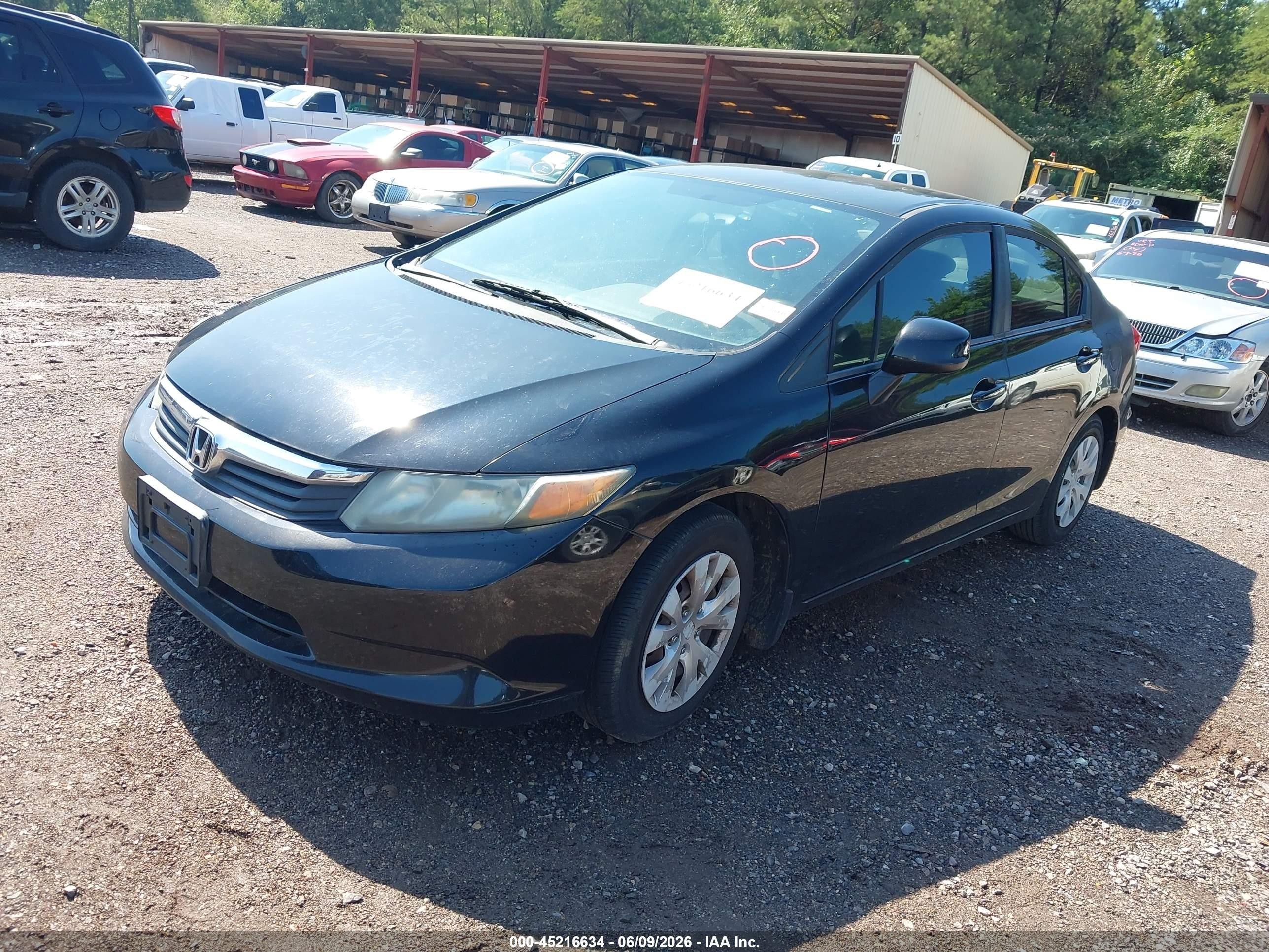 2012 Honda Civic Lx Black vin: 19XFB2F54CE109849