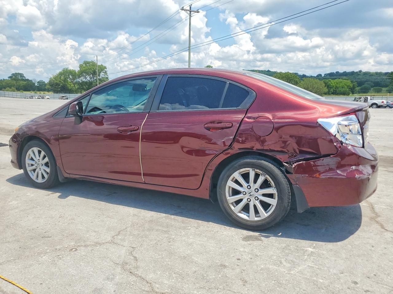 2012 Honda Civic Lx Maroon vin: 19XFB2F54CE110354