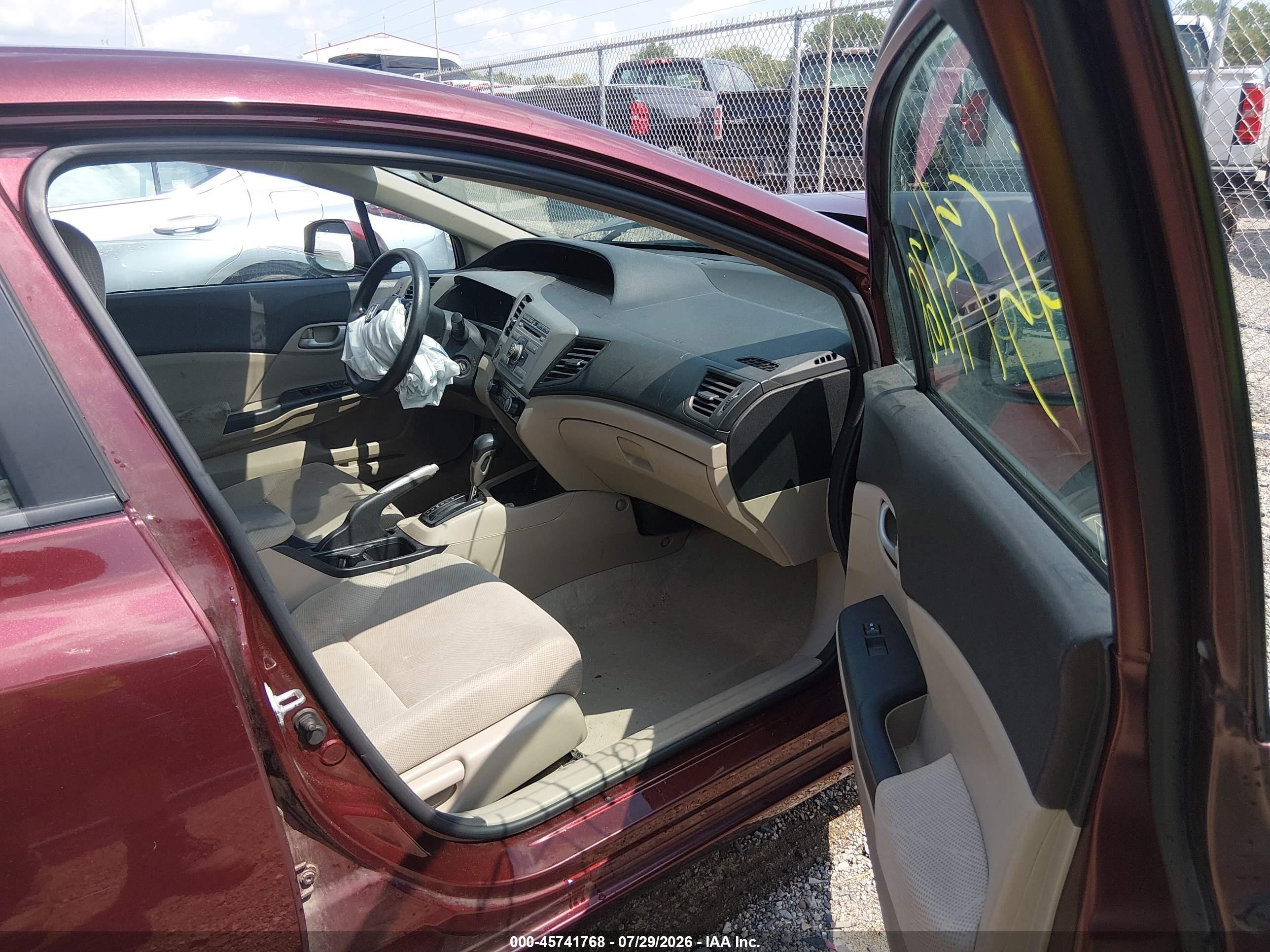 2012 Honda Civic Lx Maroon vin: 19XFB2F54CE302048